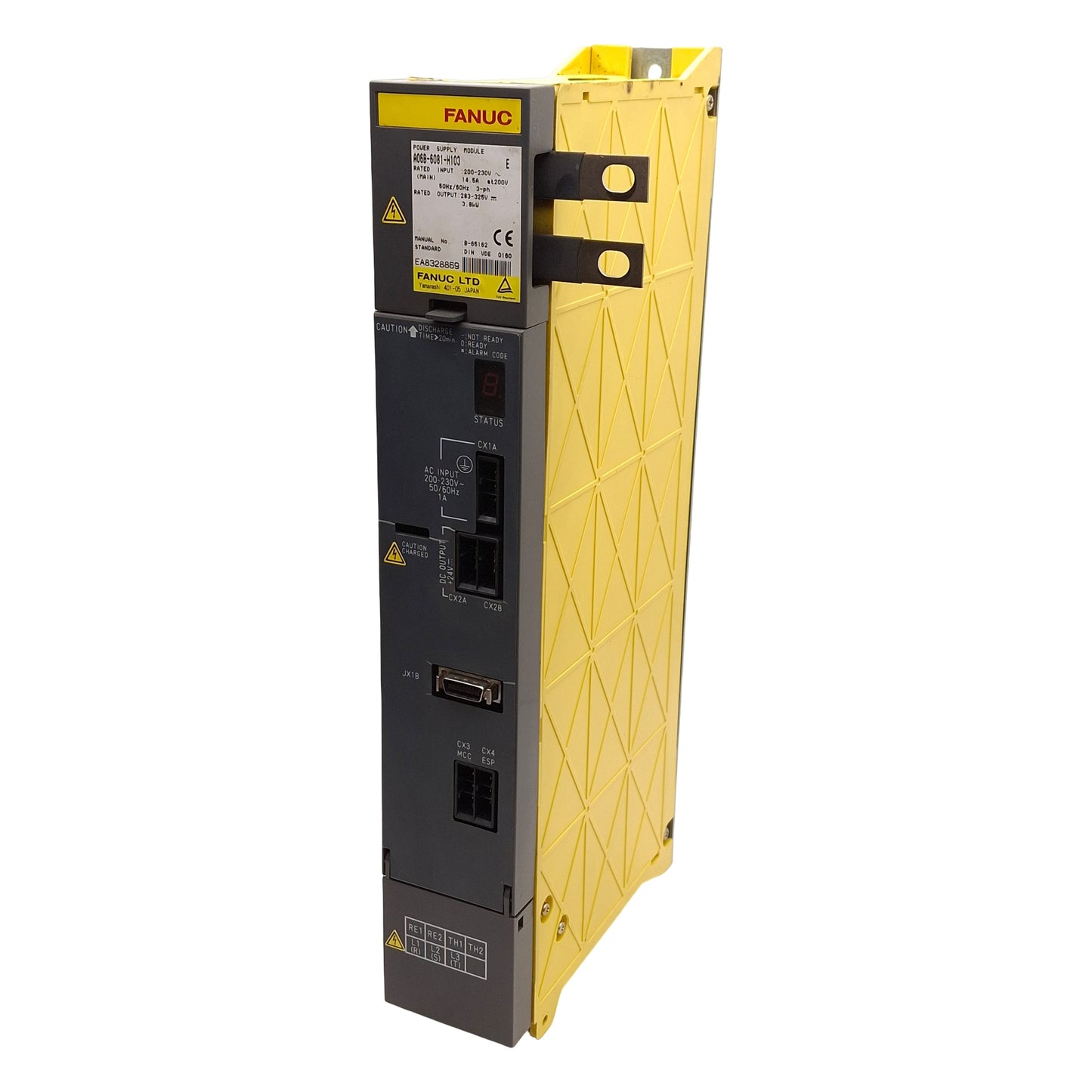 Used Fanuc A06B-6081-H103 Power Supply Module, 3.8kW, 3Ø 200-230VAC 14.5A Input