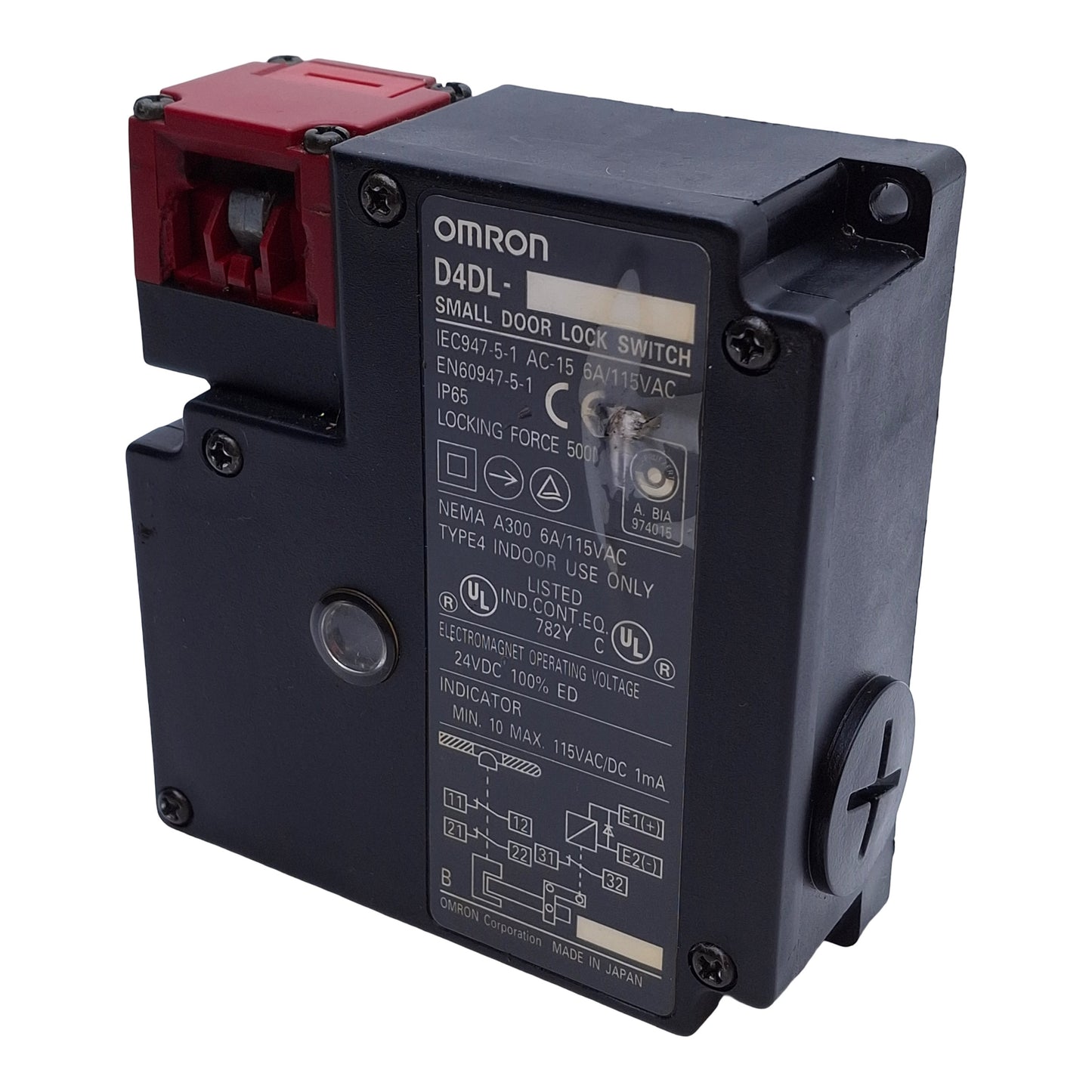 Used Omron D4DL-1DFG-B Locking Safety-Door Switch 2NC+1NC, 24VDC Coil *No Key*