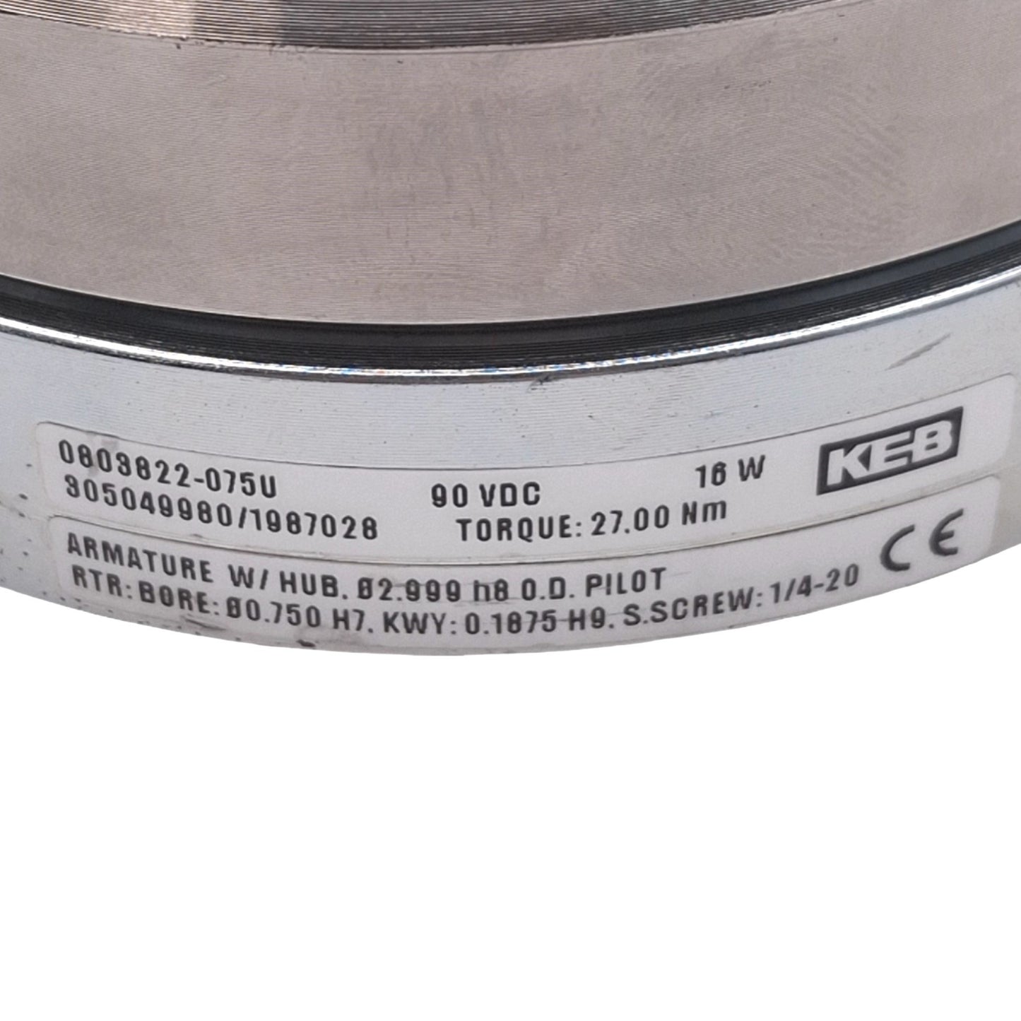 Used KEB 0803300-090U 0803822-075U Rotary Magnetic Clutch Assembly, 27Nm, 90VDC
