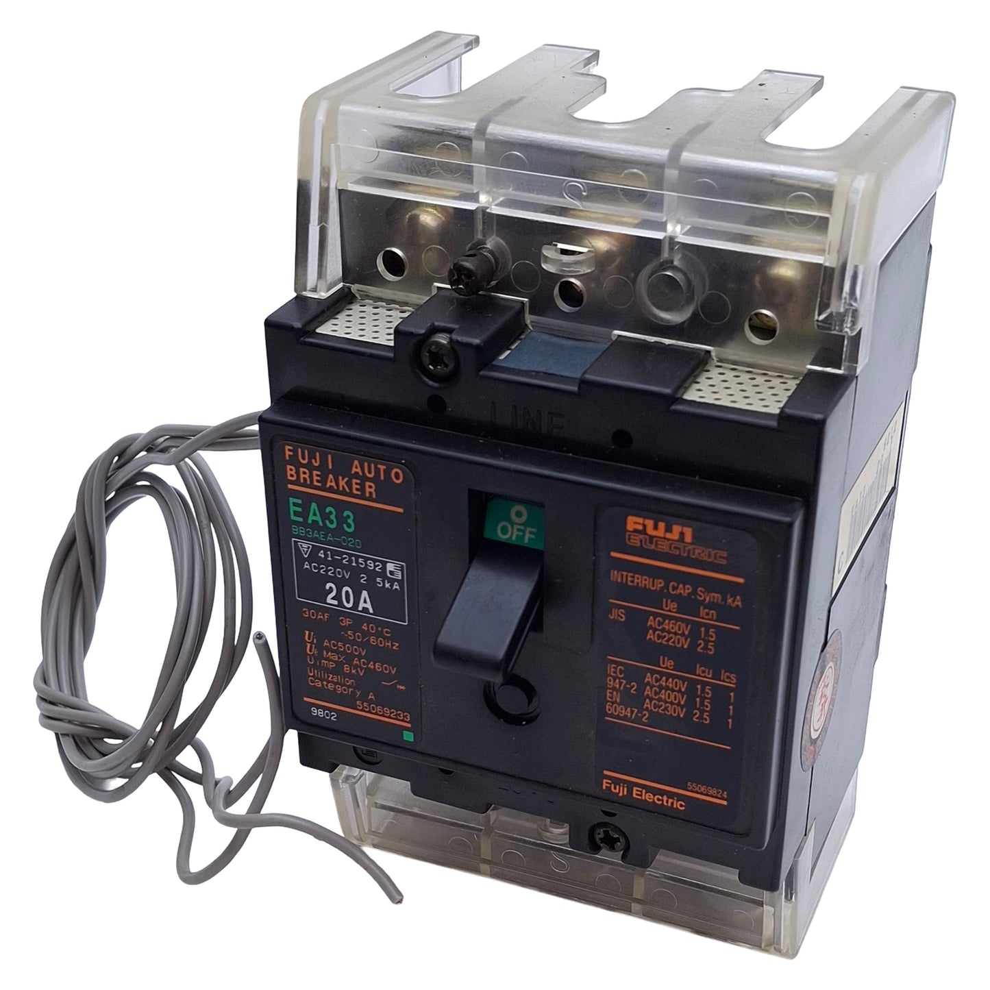 Used Fuji Electric EA33 BB3AEA-020 Auto Circuit Breaker 3-Pole, 20A 220VAC