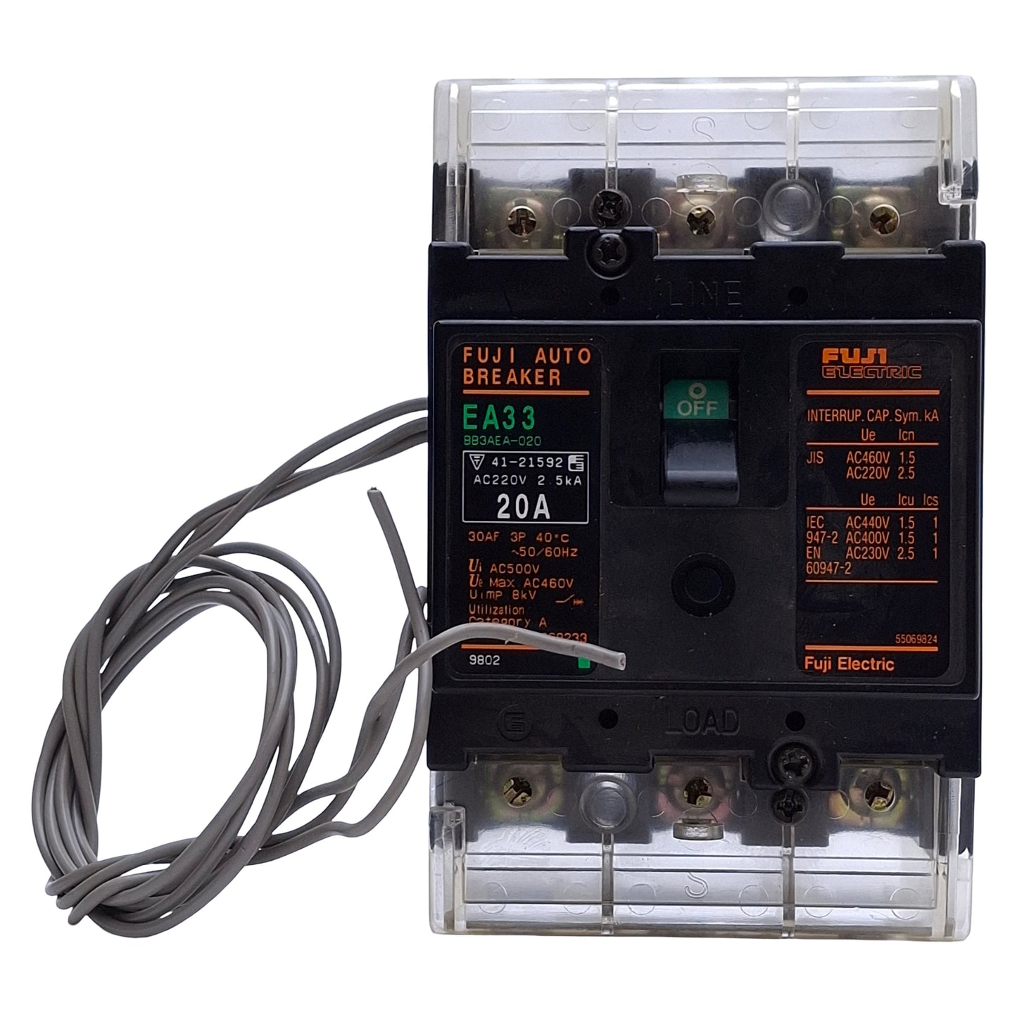 Used Fuji Electric EA33 BB3AEA-020 Auto Circuit Breaker 3-Pole, 20A 220VAC