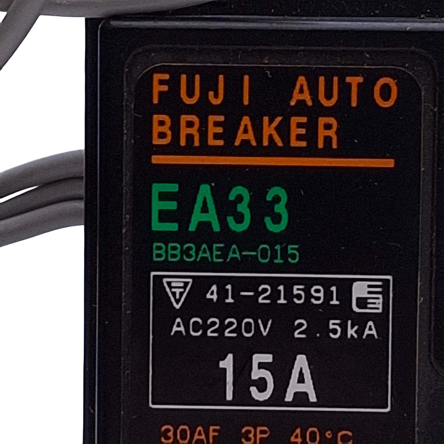 Used Fuji Electric EA33 BB3AEA-015 Auto Circuit Breaker 3-Pole, 15A 220VAC