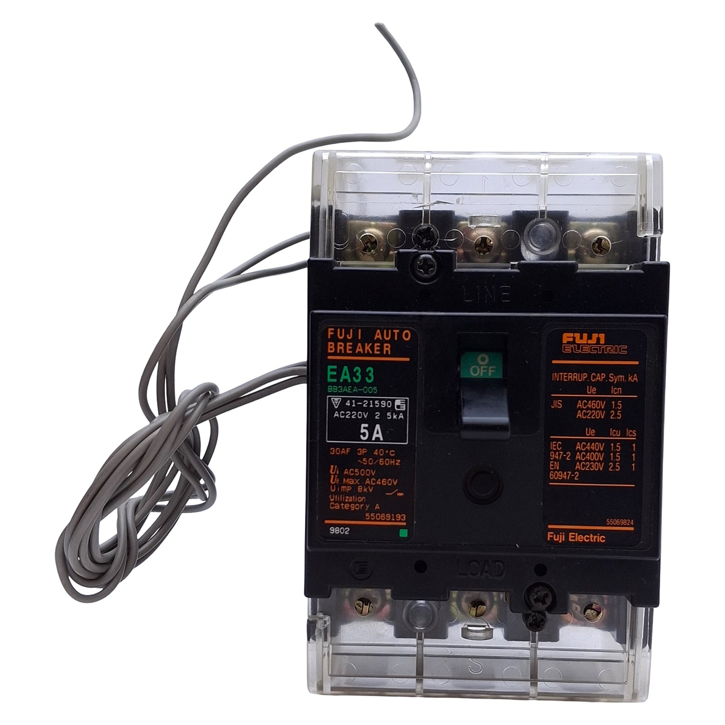 Used Fuji Electric EA33 BB3AEA-005 Auto Circuit Breaker 3-Pole, 5A 220VAC