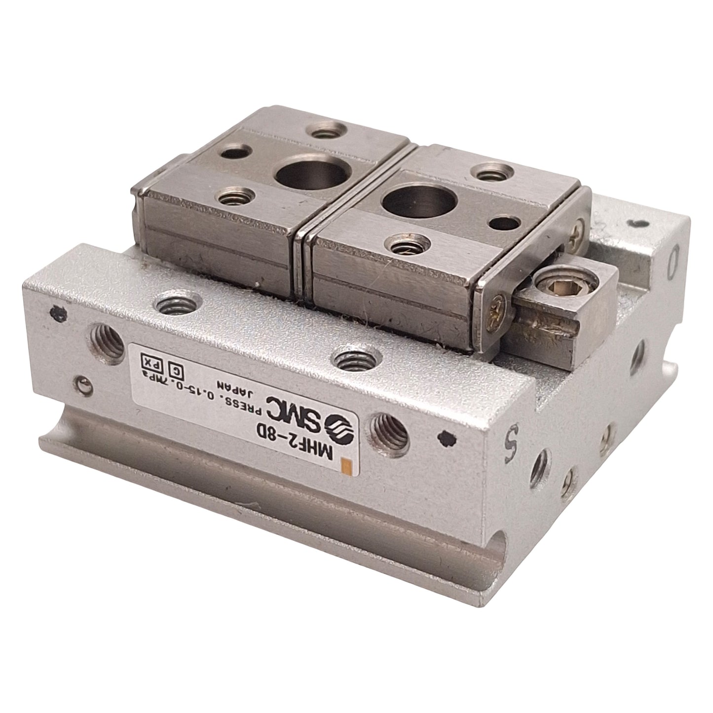 Used SMC MHF2-8D Low-Profile Gripper, ø8mm Bore, 8mm Stroke, 19N, 0.15-0.7MPa, M3x0.5