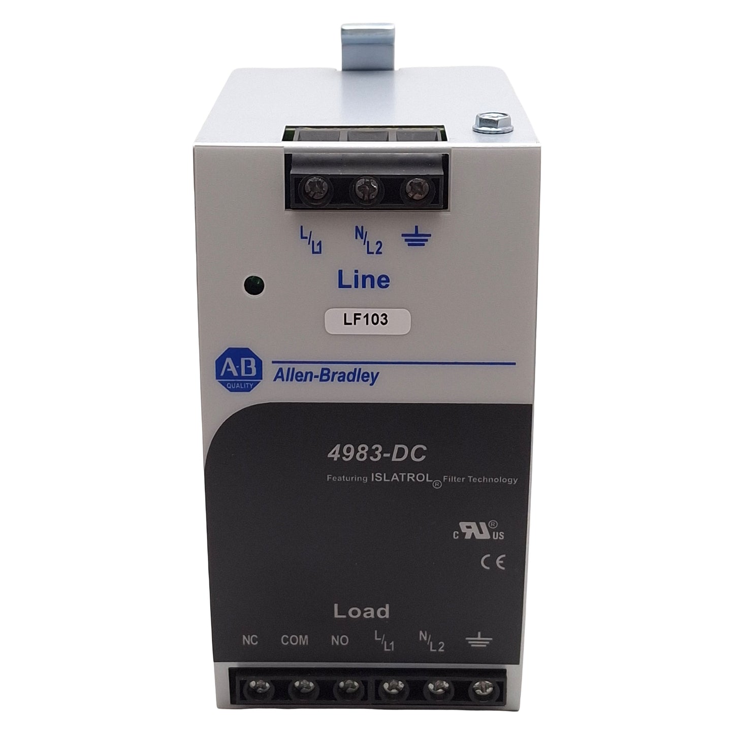 Used Allen Bradley 4983-DC120-10 Filter/Surge Protective Device, 120VAC 10A, DIN Rail