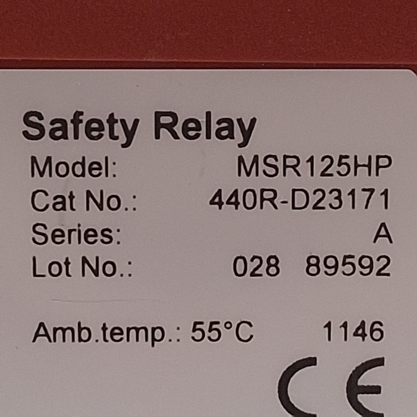 Used Allen Bradley 440R-D23171 Guardmaster Safety Relay, 2NO+2NC In, 2NO Out, 24VDC