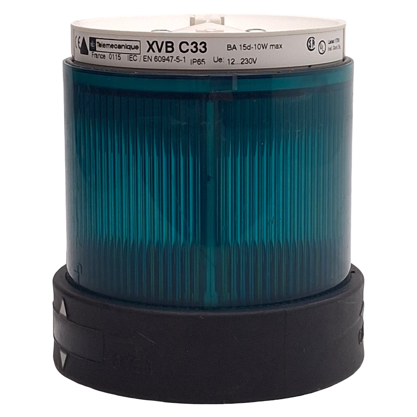 Used Telemecanique XVBC33 Tower Stack Light ø70mm 250VAC/DC, Green, Steady, *No Bulb*