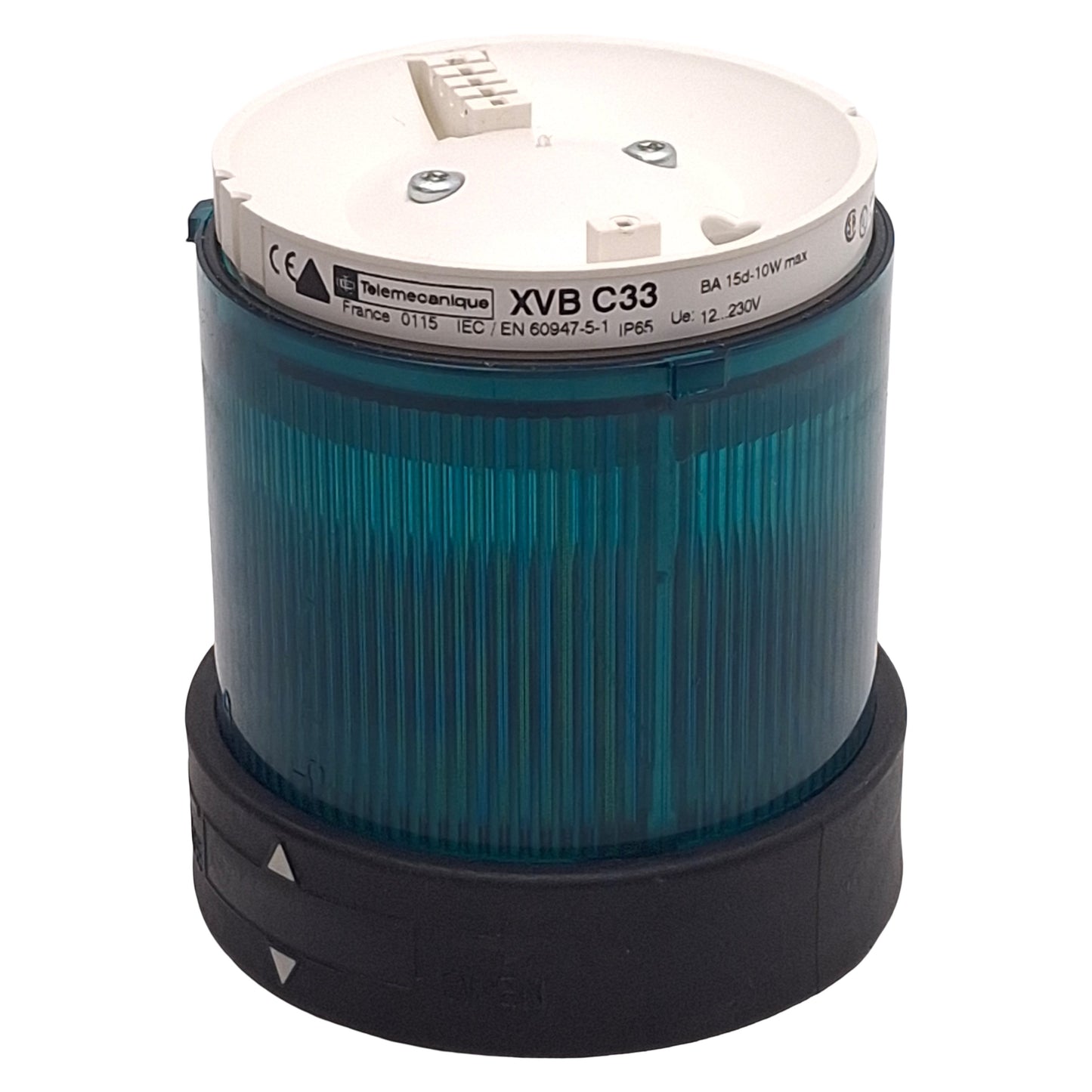 Used Telemecanique XVBC33 Tower Stack Light ø70mm 250VAC/DC, Green, Steady, *No Bulb*