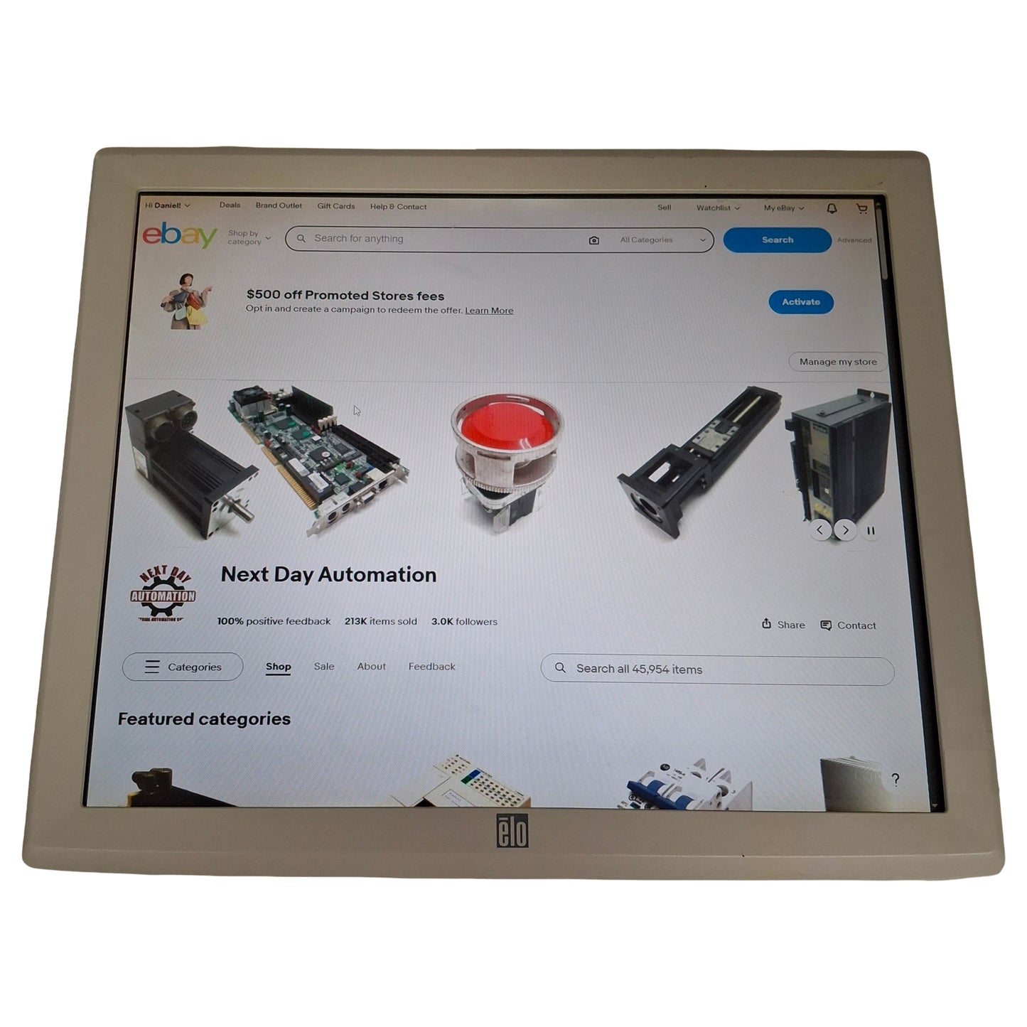 Used Elo ET1928L-8CWM-1-BG-G IntelliTouch Monitor, Size: 19", Resolution: 1280 x 1024