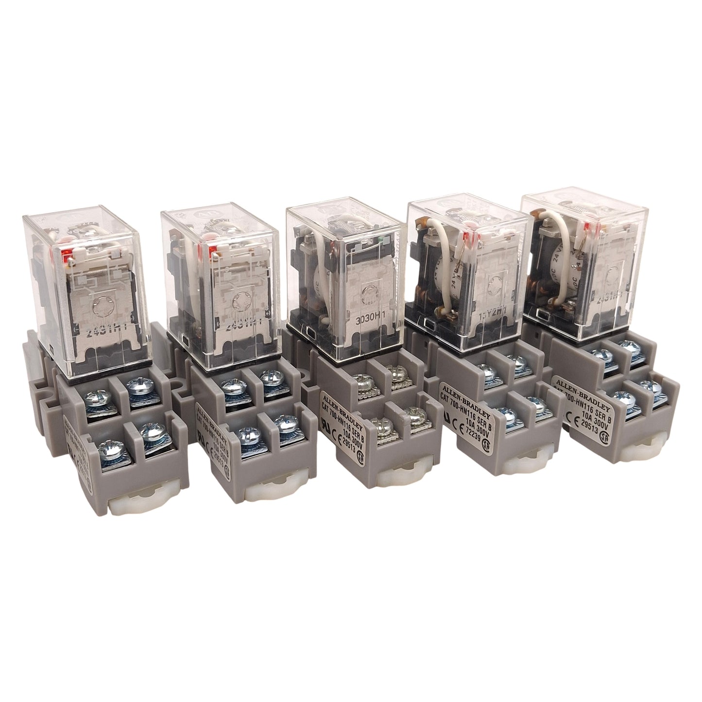 Used Lot of 5 Allen Bradley 700-HF32Z24-4 Ice Cube Relay, DPDT, 10A, 24VDC Coil