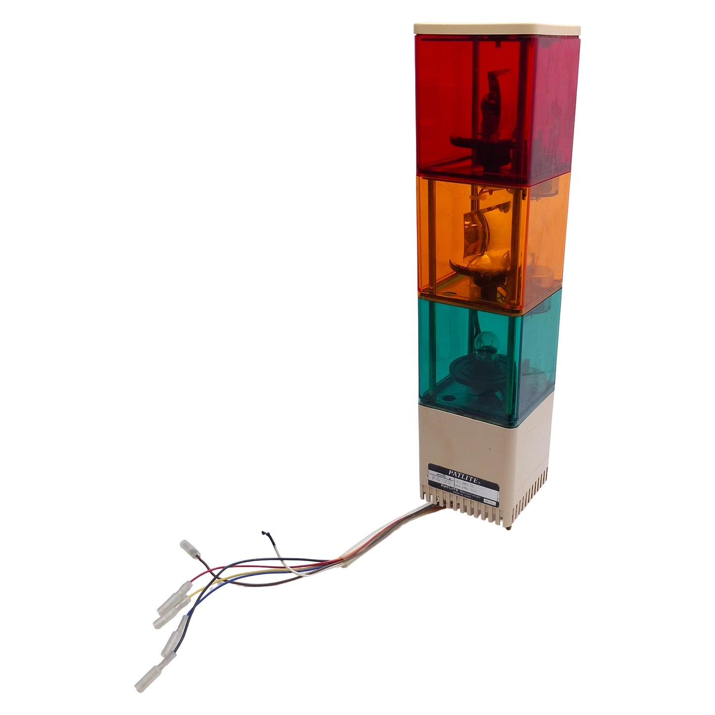 Used Patlite KJS-302-RYG Cube Signal Light Tower, Red Amber Green *Missing Reflector*