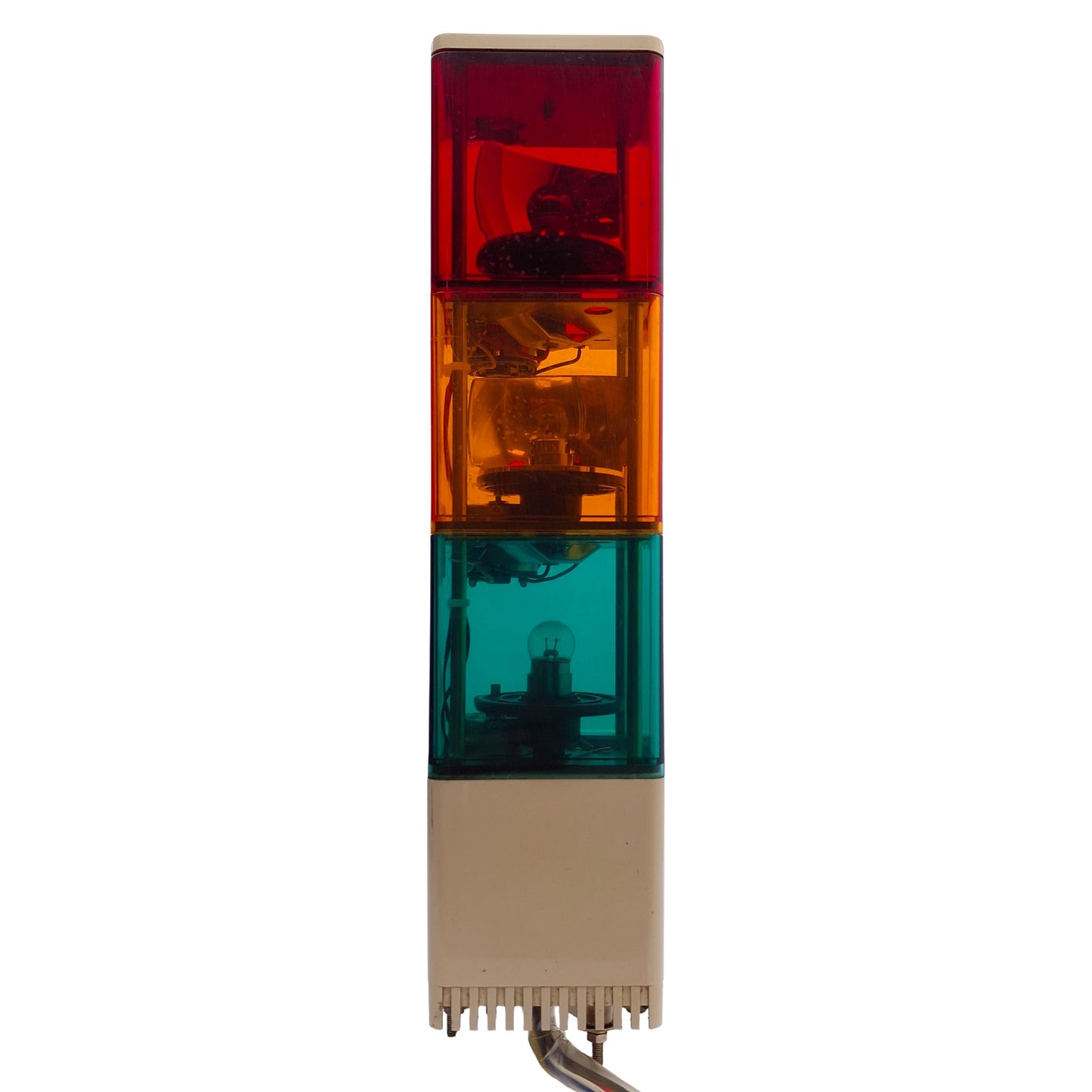 Used Patlite KJS-302-RYG Cube Signal Light Tower, Red Amber Green *Missing Reflector*