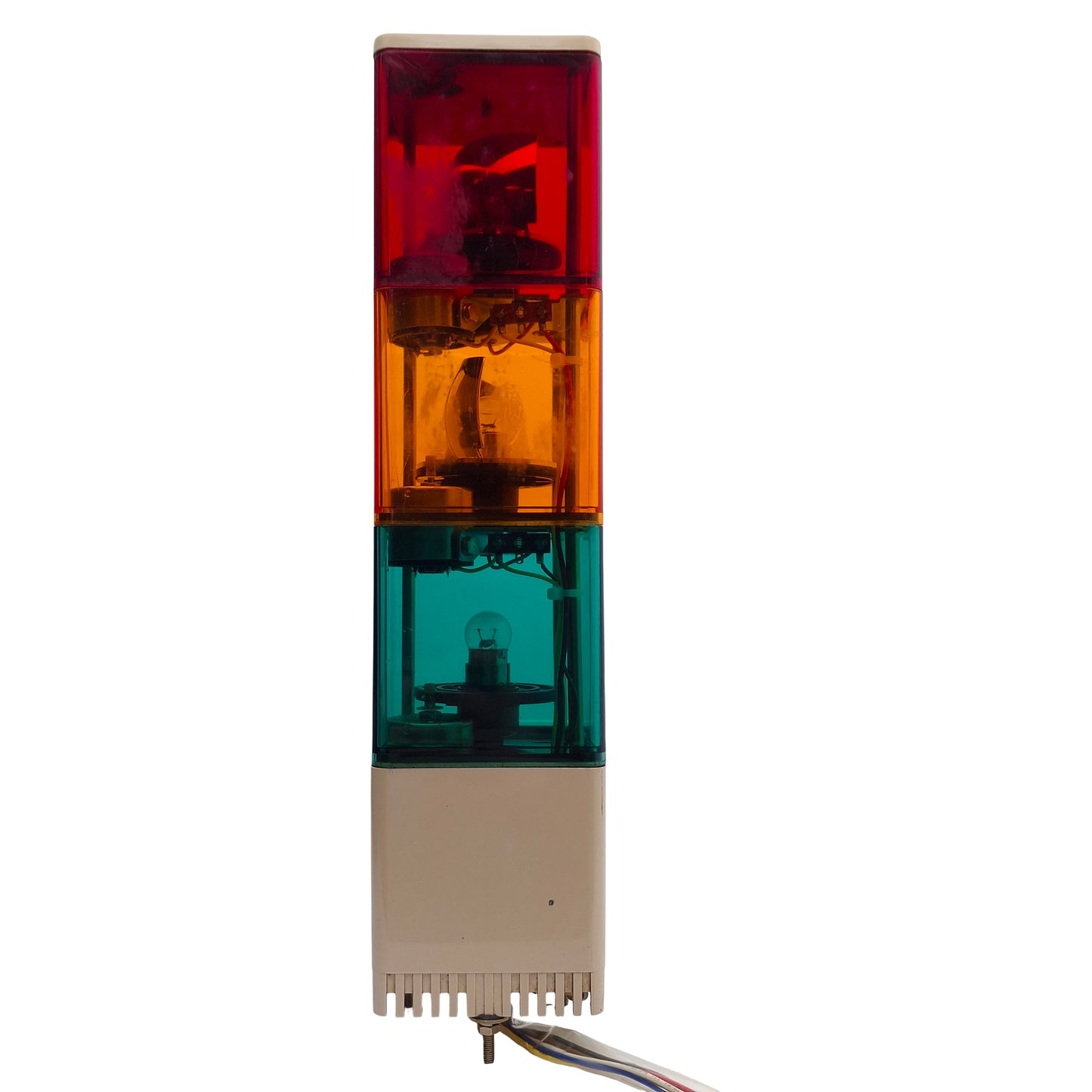 Used Patlite KJS-302-RYG Cube Signal Light Tower, Red Amber Green *Missing Reflector*