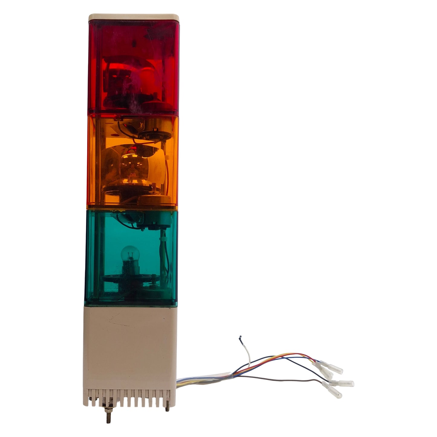 Used Patlite KJS-302-RYG Cube Signal Light Tower, Red Amber Green *Missing Reflector*