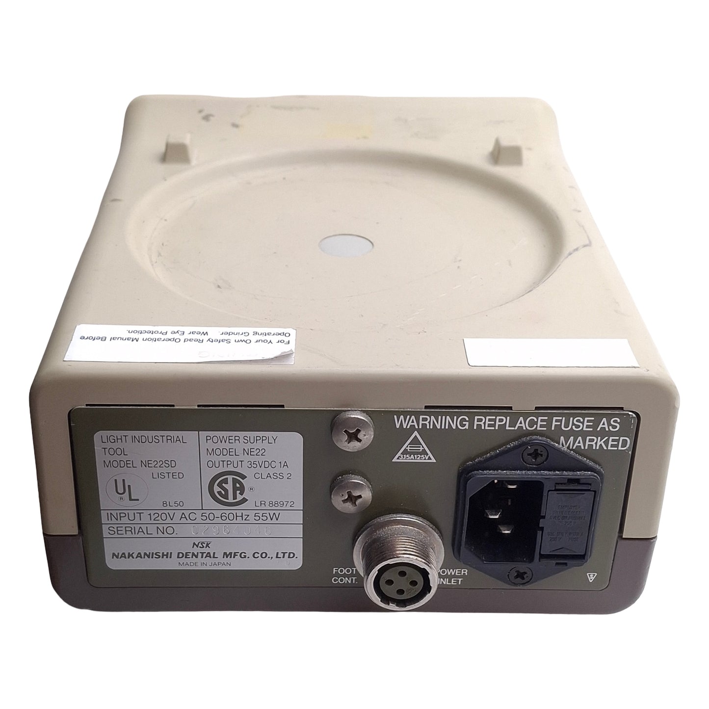 Used NSK Nakanishi NE22 Volvere GX Laboratory Drill Power Supply Controller, 120VAC