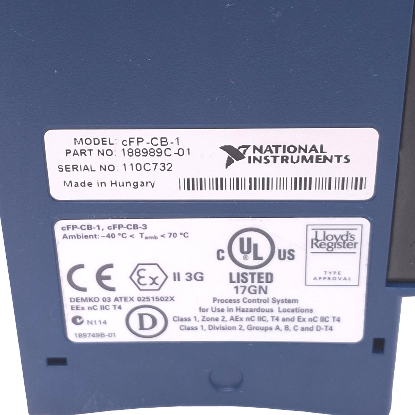 Used National Instruments cFP-CB-1 Connector Block for Compact FieldPoint, 250V Max