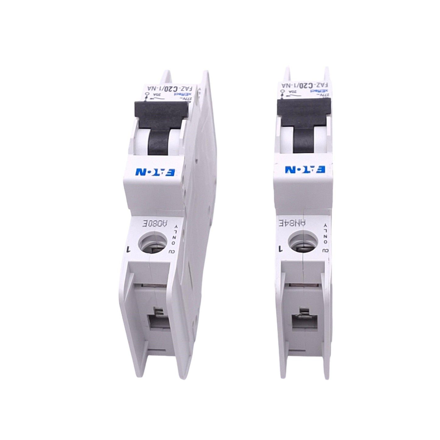 Used Lot of 2 Eaton FAZ-C20/1-NA-SP Circuit Breakers, 1-Pole 20A, 277VAC/48VDC Max