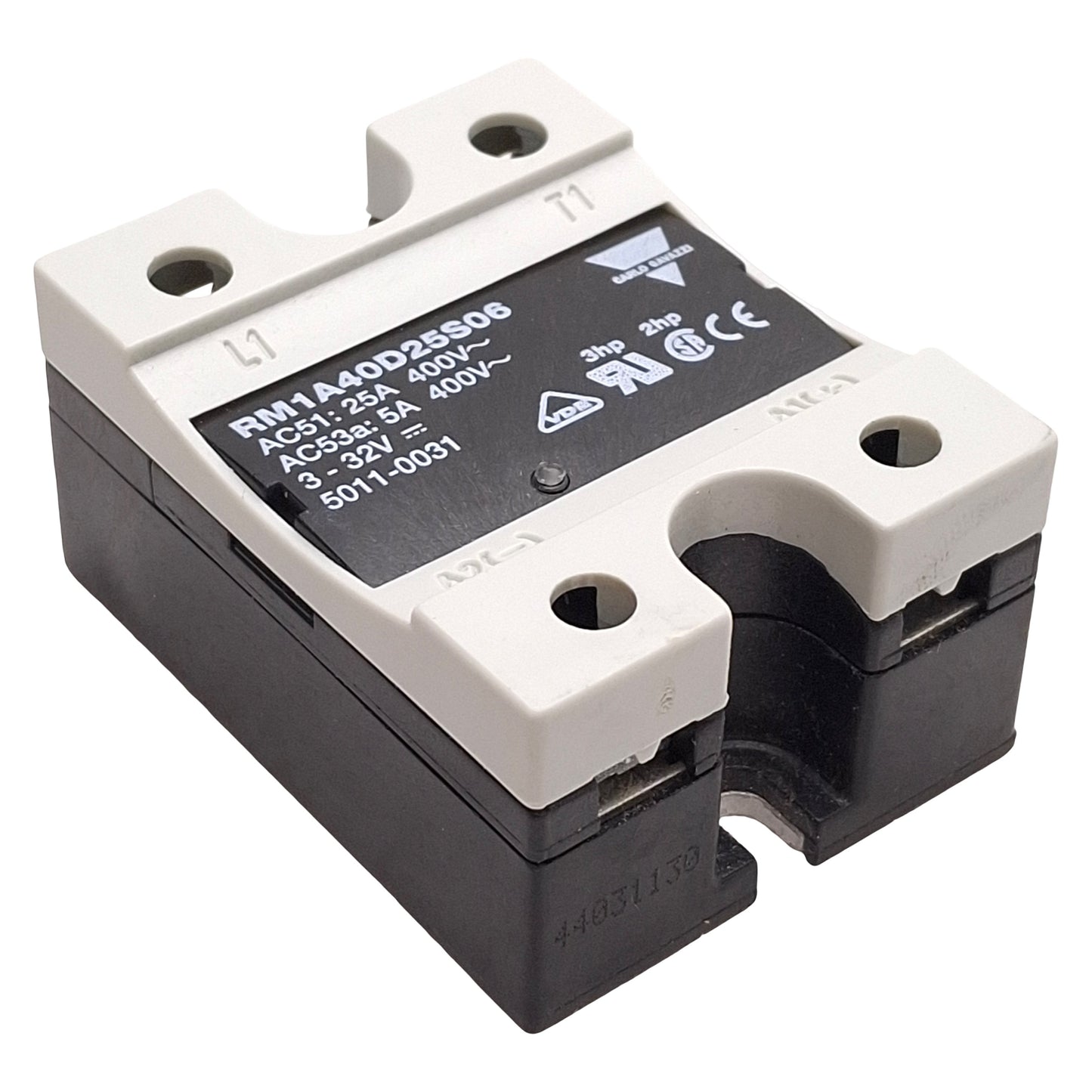 Used Carlo Gavazzi RM1A40D25S06 Solid State Relay, 25A 400VAC Line, 3-32VDC Control