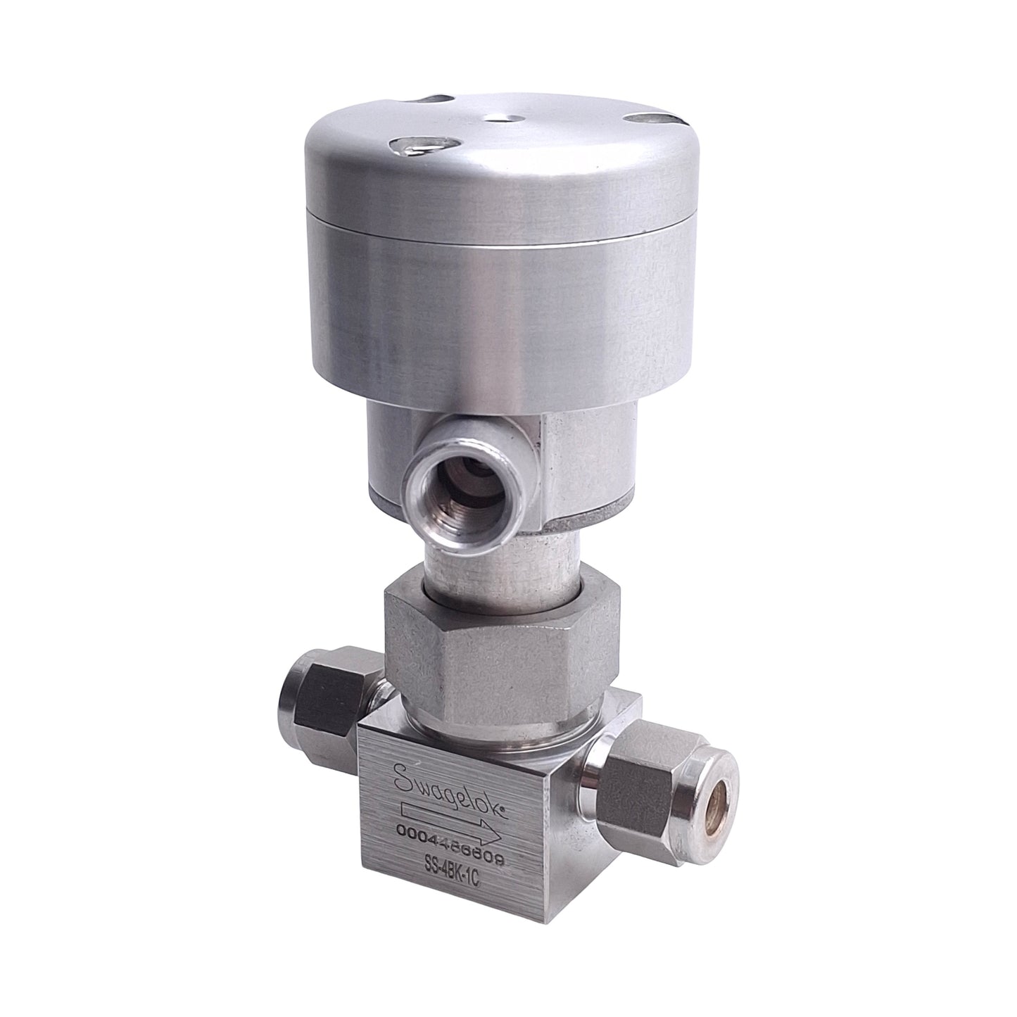 Used Swagelok SS-4BK-1C Bellows Valve, 1/4" Tube, 316 Stainless Steel, NC Actuator