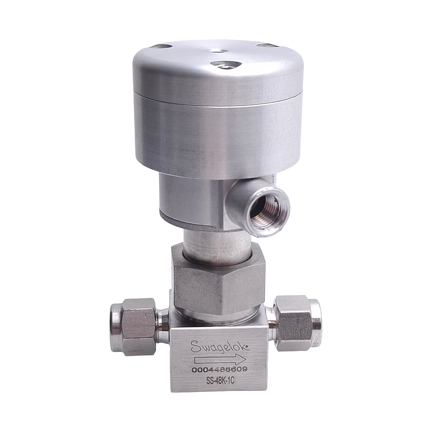 Used Swagelok SS-4BK-1C Bellows Valve, 1/4" Tube, 316 Stainless Steel, NC Actuator