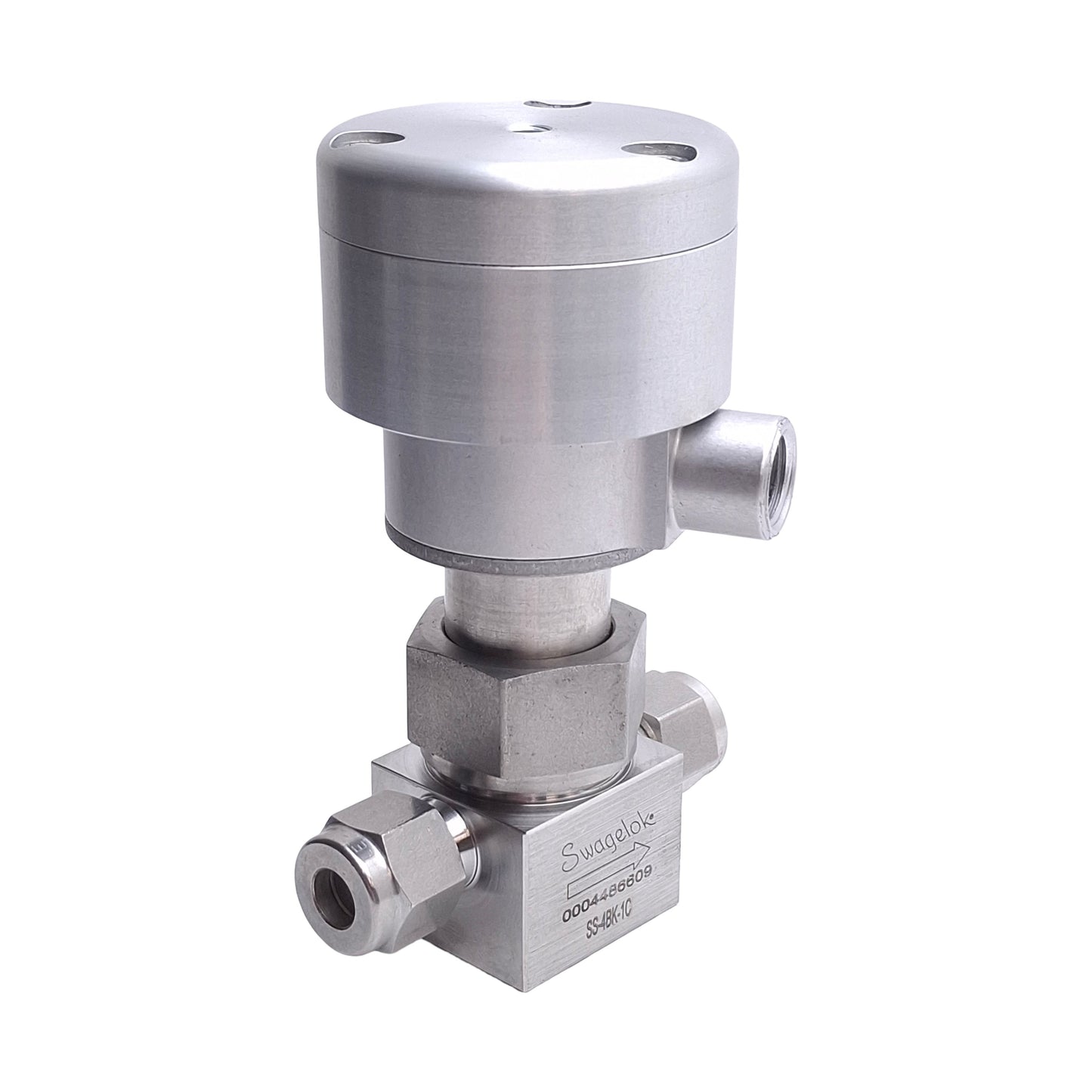 Used Swagelok SS-4BK-1C Bellows Valve, 1/4" Tube, 316 Stainless Steel, NC Actuator