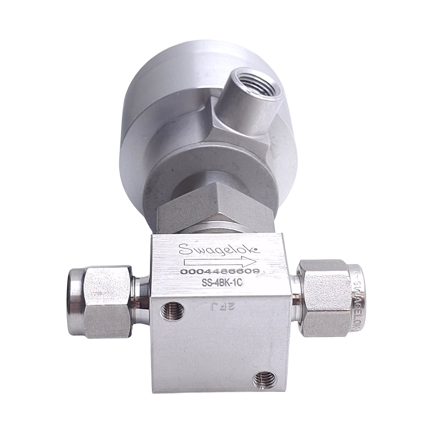 Used Swagelok SS-4BK-1C Bellows Valve, 1/4" Tube, 316 Stainless Steel, NC Actuator