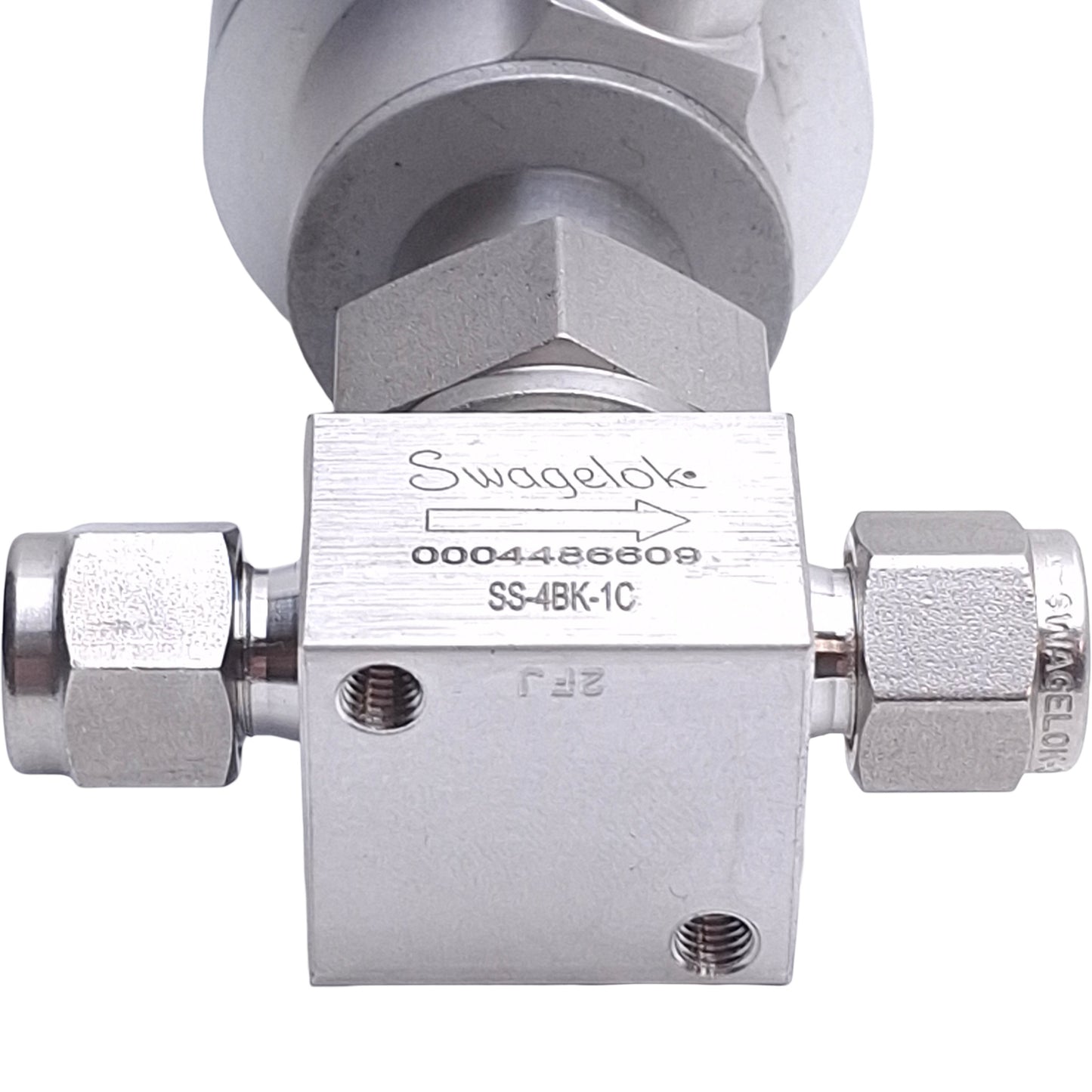 Used Swagelok SS-4BK-1C Bellows Valve, 1/4" Tube, 316 Stainless Steel, NC Actuator