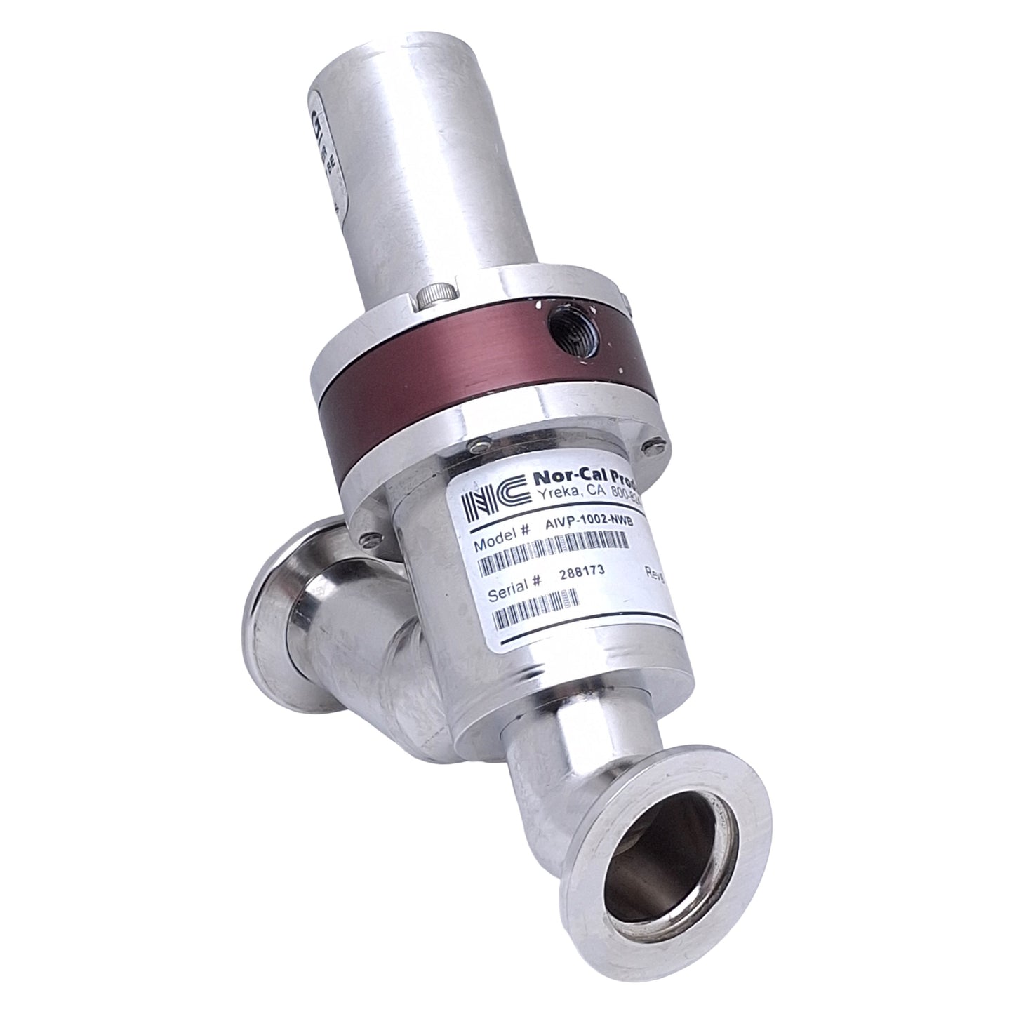 Used Nor-Cal AIVP-1002-NWB In-Line Angle Poppet Isolation Valve, NC, Ø1" NW-25 Flange