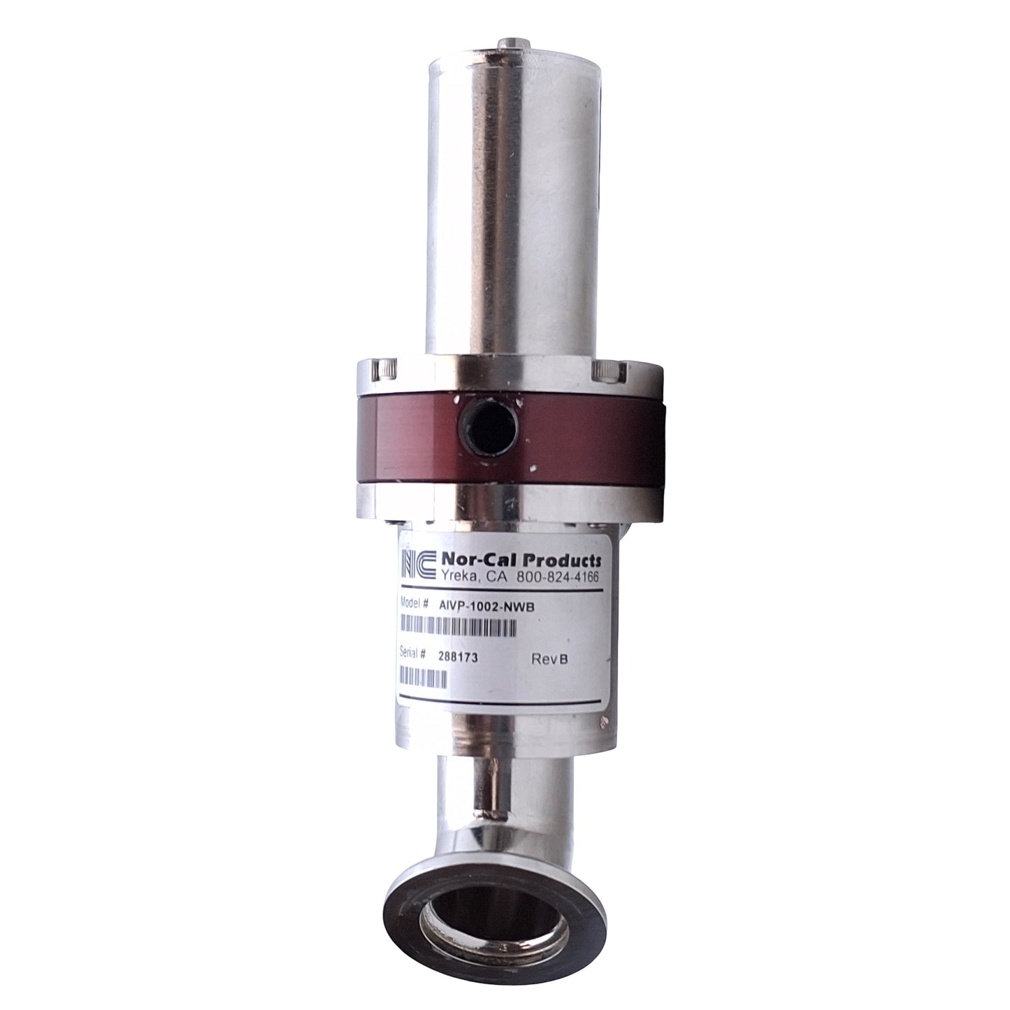 Used Nor-Cal AIVP-1002-NWB In-Line Angle Poppet Isolation Valve, NC, Ø1" NW-25 Flange