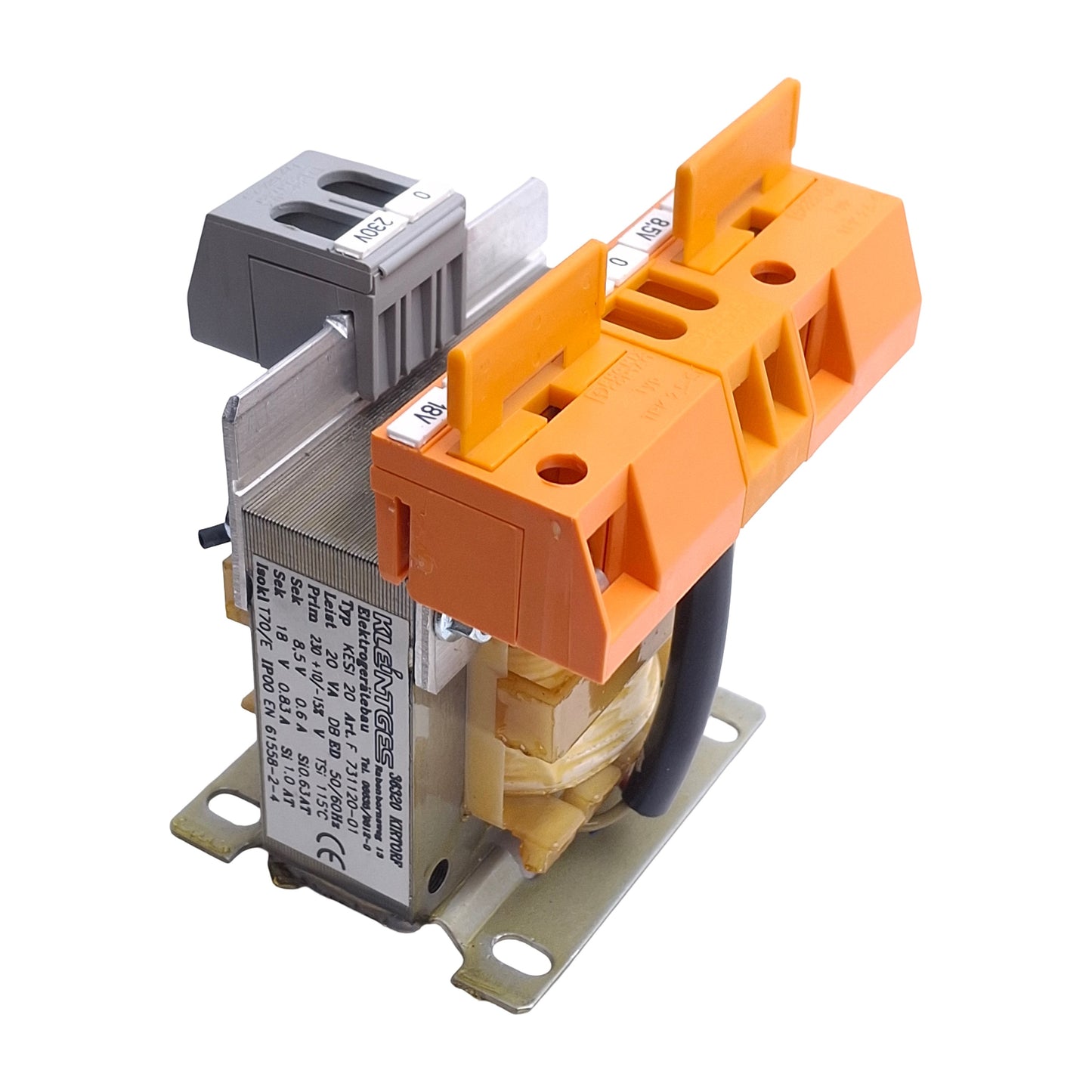 Used Kleintges KESI20 731120-01 Transformer, 20VA, 230VAC Primary, 8.5/18V Secondary