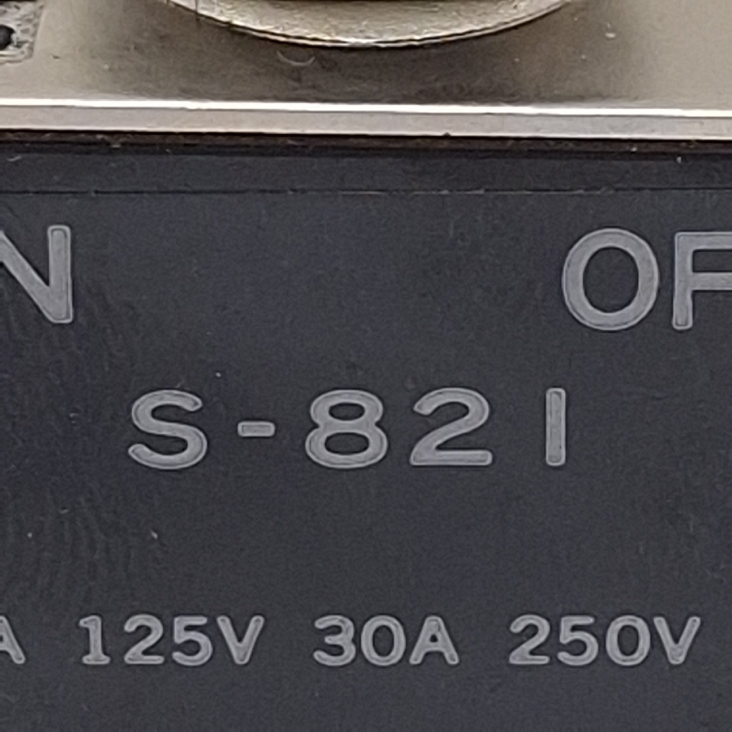 Used NKK S821 Toggle Switch, DPST ON-OFF, 30A 125VAC/30VDC, 750W, M12, 12.5mm Panel