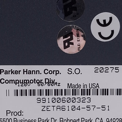New Parker ZETA6104-57-51 Compumotor Stepper Drive 1-Axis I/O In: 19 Out: 9 120VAC