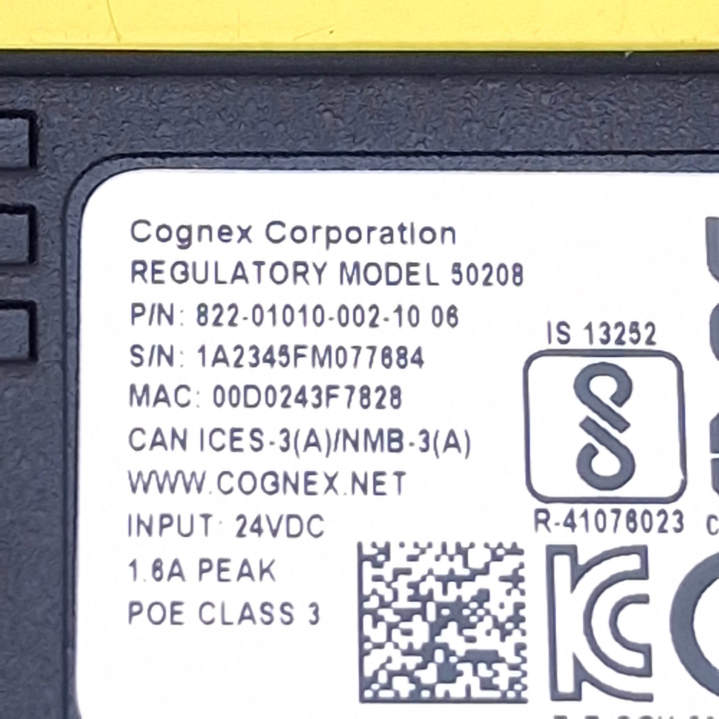 Used Cognex 822-01010-002-10 DataMan 280S Barcode Scanner, 1440x1080, 45Hz, 24VDC