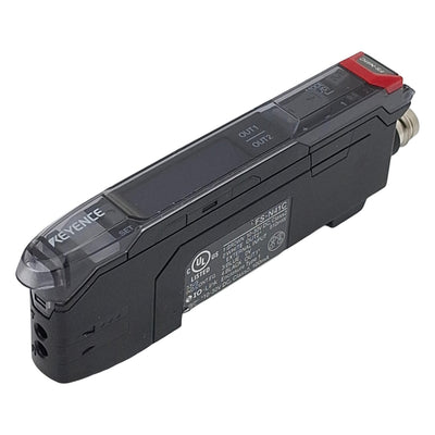 Used Keyence FS-N41C Digital Fiber Optic Sensor, PNP/NPN, 10-30VDC, 4-Pin M8