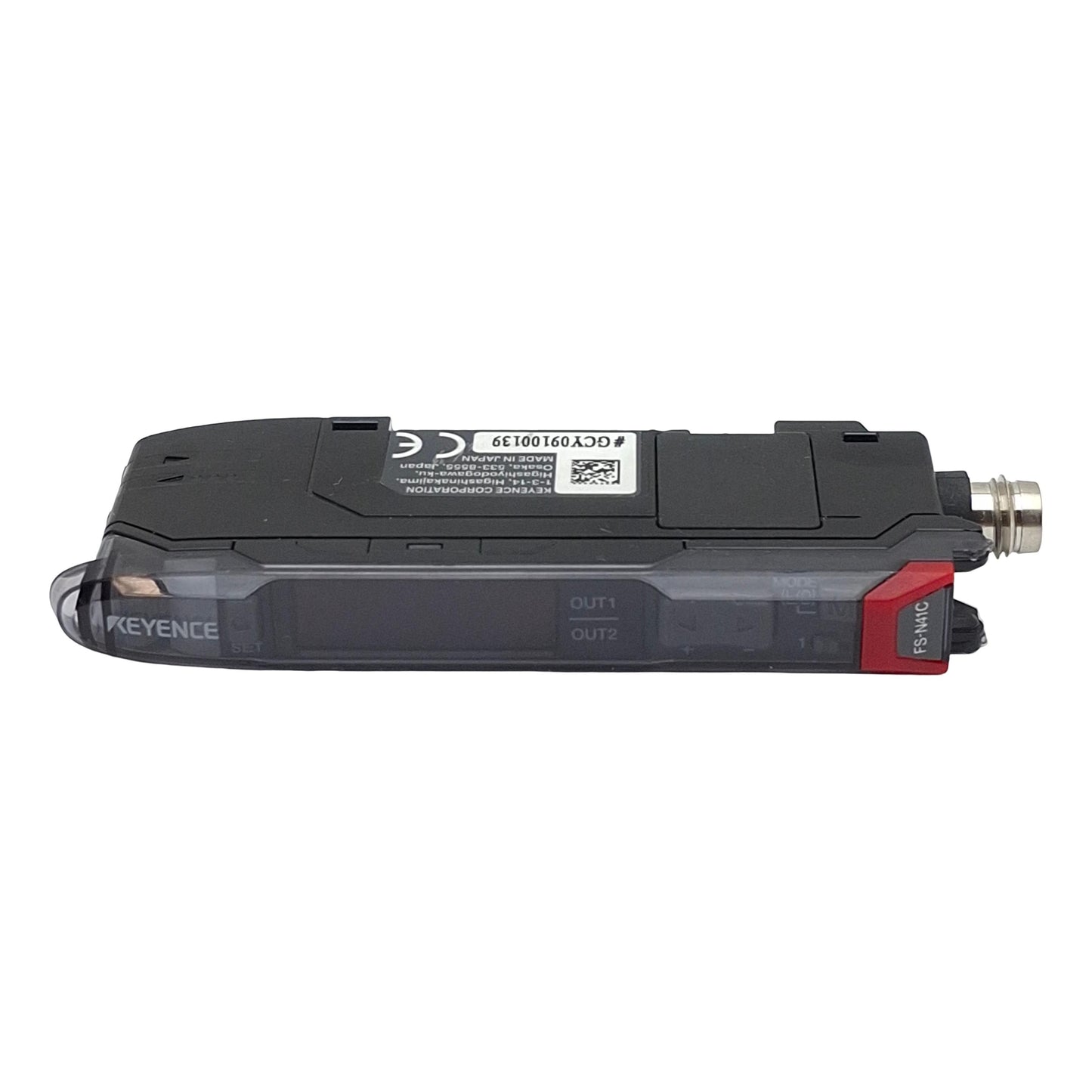 Used Keyence FS-N41C Digital Fiber Optic Sensor, PNP/NPN, 10-30VDC, 4-Pin M8