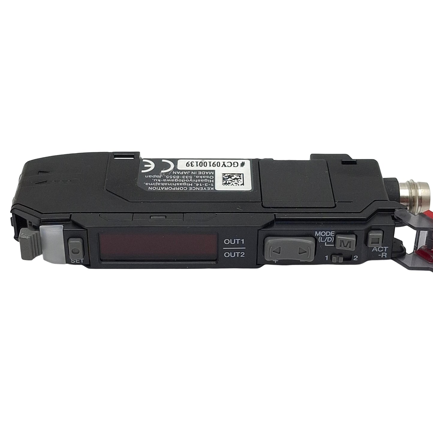 Used Keyence FS-N41C Digital Fiber Optic Sensor, PNP/NPN, 10-30VDC, 4-Pin M8