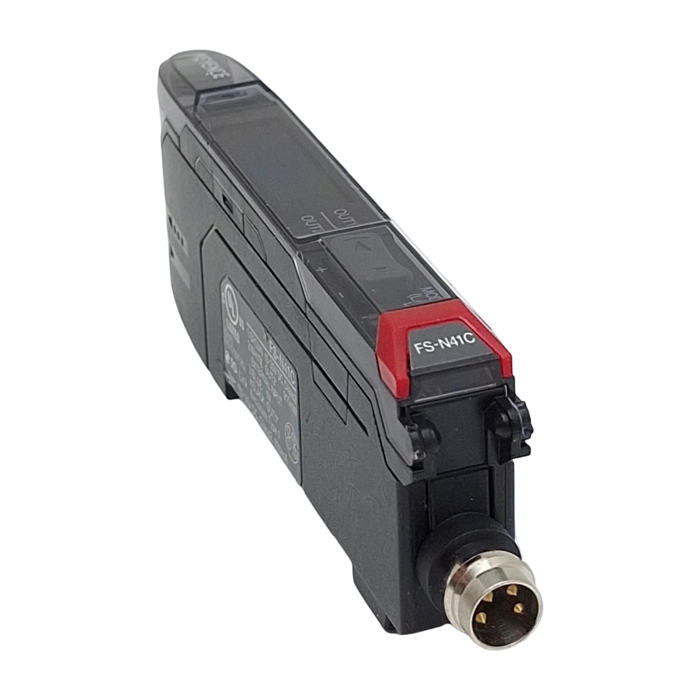 Used Keyence FS-N41C Digital Fiber Optic Sensor, PNP/NPN, 10-30VDC, 4-Pin M8
