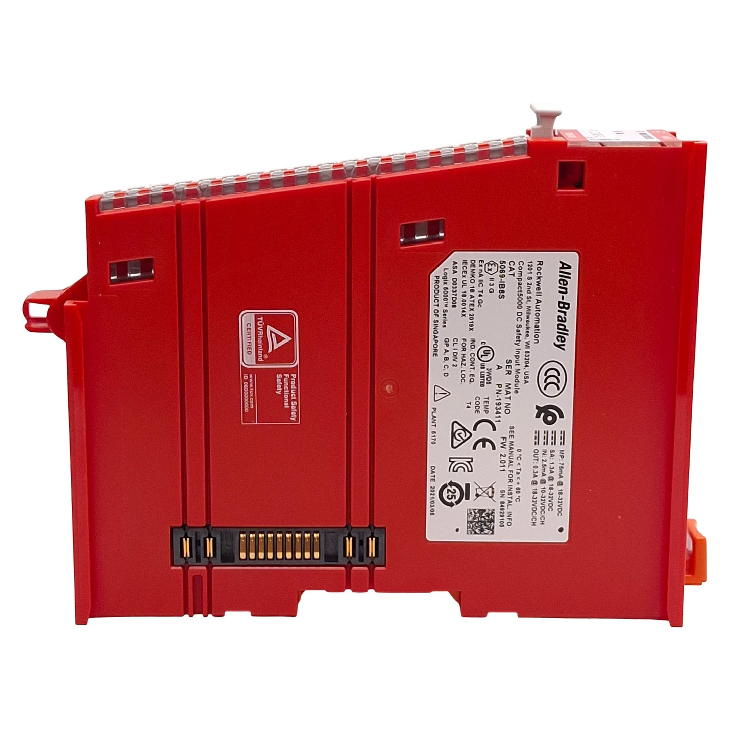 Used Allen Bradley 5069-IB8S FW 2.011 Compact 5000 DC Safety Input Module, 8-Channel