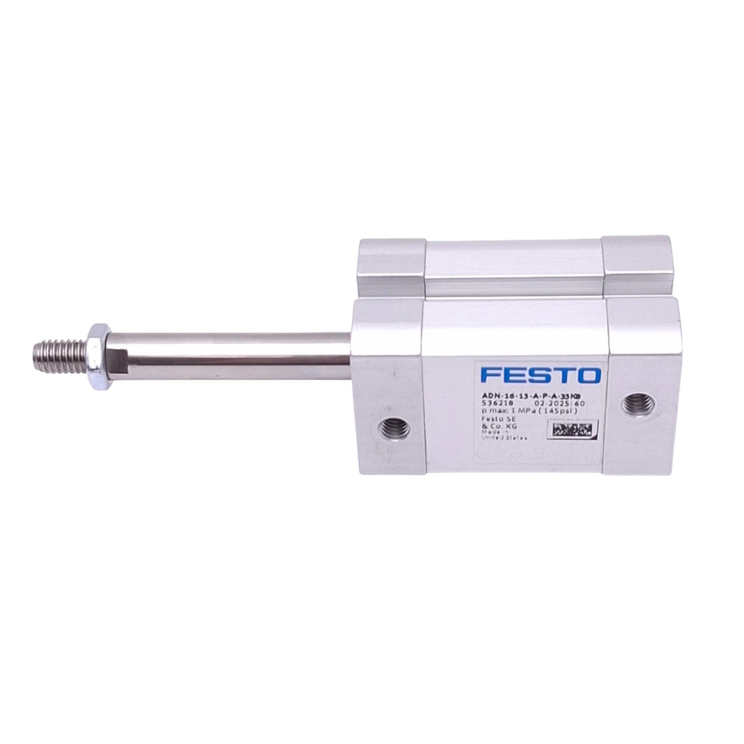 Used Festo ADN-16-15-A-P-A-35K8 Compact Cylinder, 16mm Bore, 15mm Stroke, 145psi Max