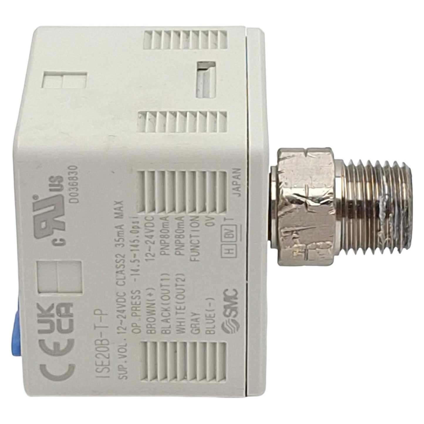 Used SMC ISE20B-T-P-N01 Digital Pressure Switch, PNP -14.5~145psi, 12-24VDC, 1/8" NPT
