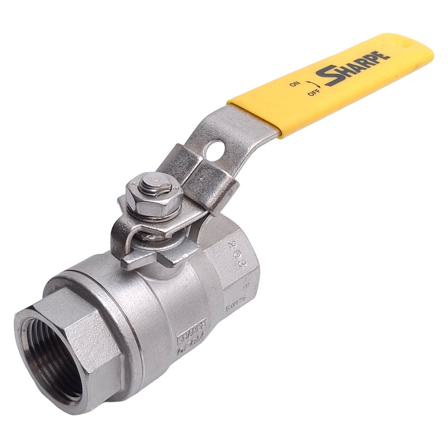 Used Sharpe 1"-50M760 Full Port Two Piece Ball Valve, 1in NPT, 1000CWP, 316SS, CF8M