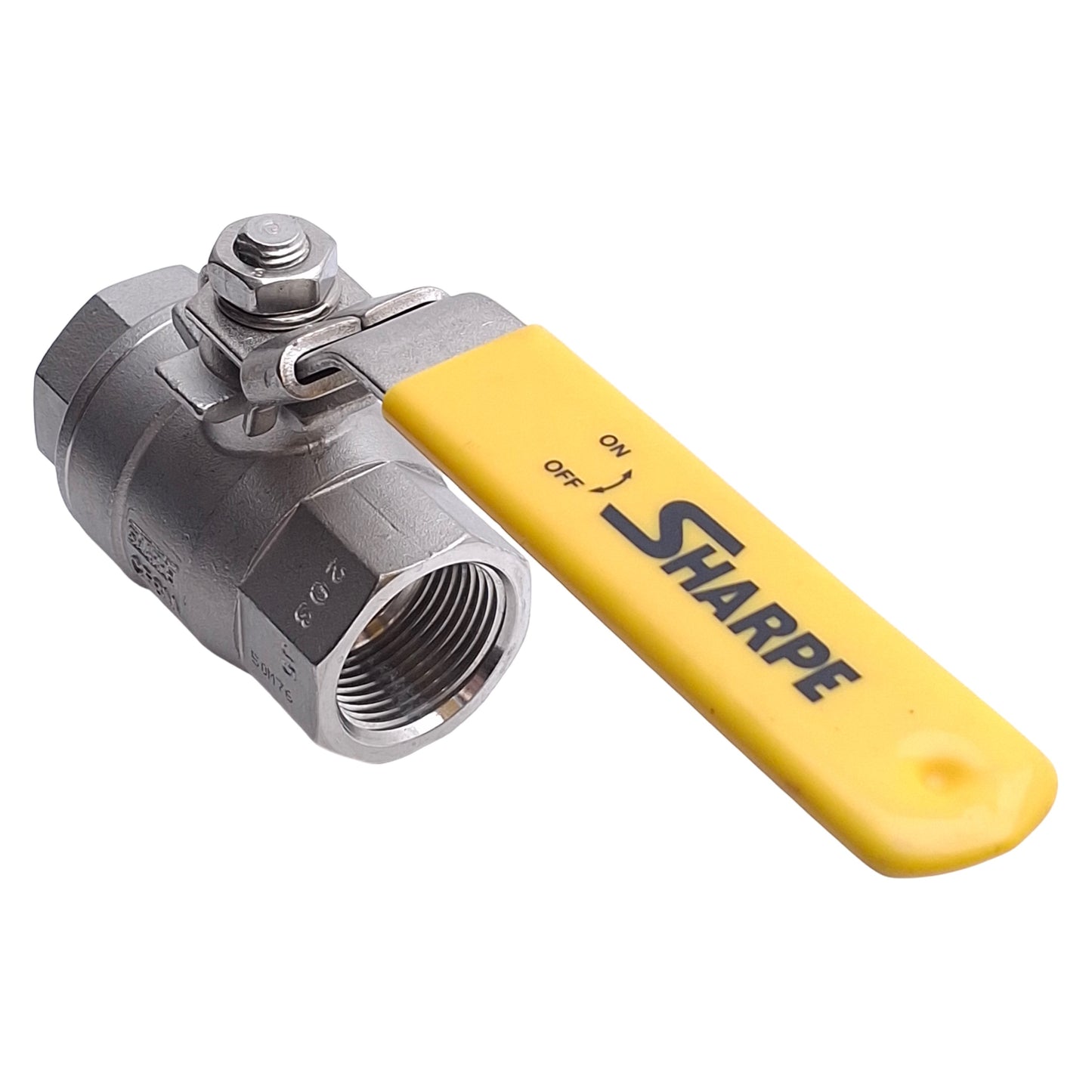 Used Sharpe 1"-50M760 Full Port Two Piece Ball Valve, 1in NPT, 1000CWP, 316SS, CF8M