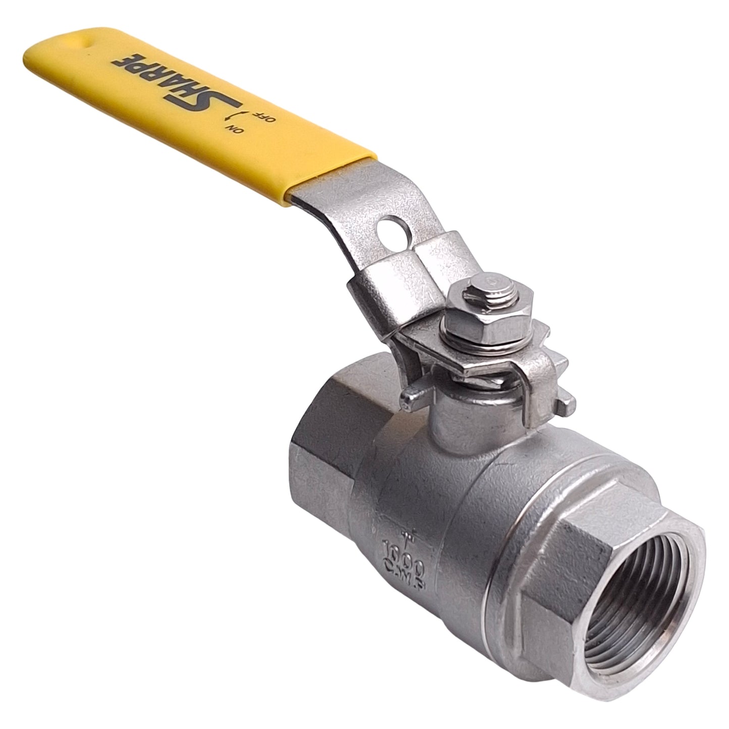 Used Sharpe 1"-50M760 Full Port Two Piece Ball Valve, 1in NPT, 1000CWP, 316SS, CF8M