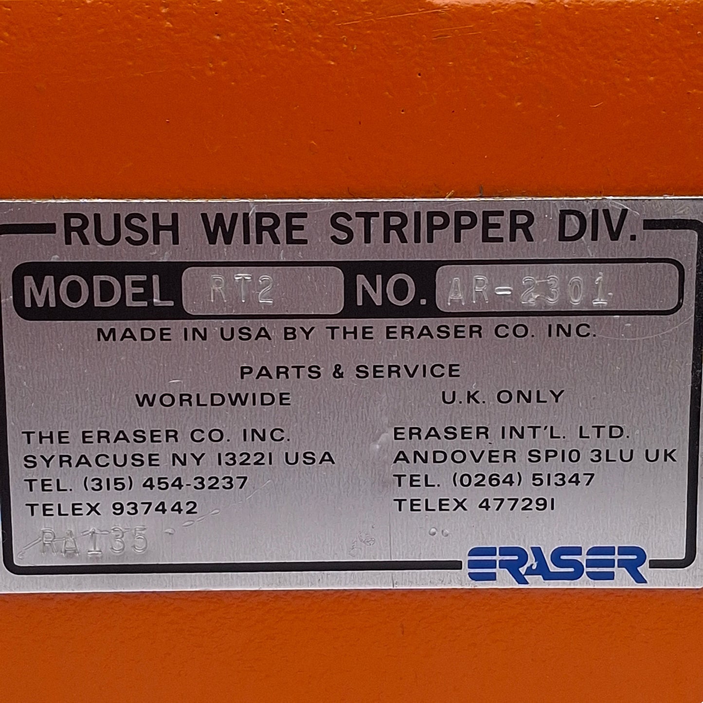 Used Eraser RT2 AR-2301 Magnet Wire Stripper 115VAC, 48-28AWG Wire, 1/8"-3/16"