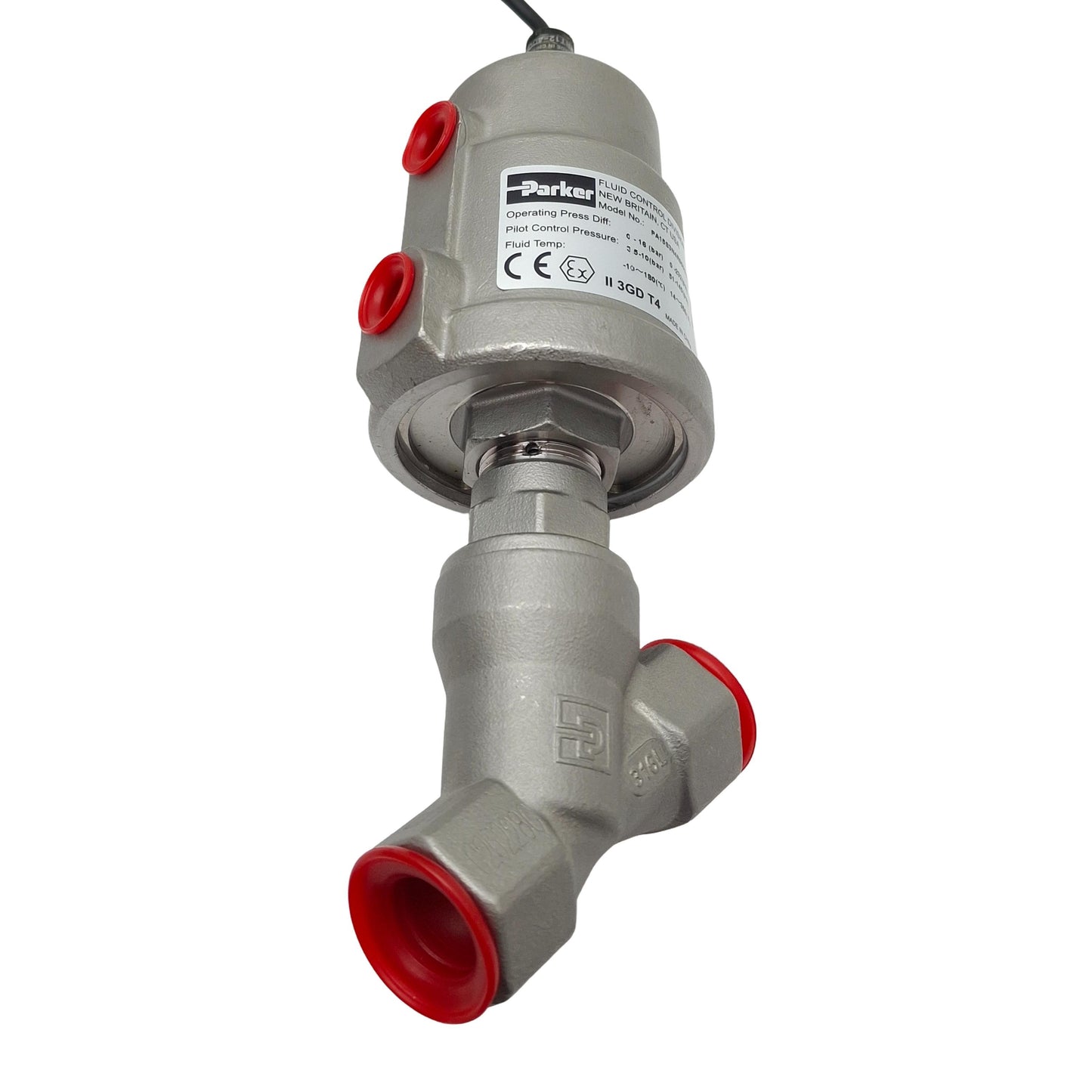 New Parker PA15S3N4R050S-PS Angle Seat Valve, 2-Way NO, 1/2in NPT, 232psi Max, 5.5cv