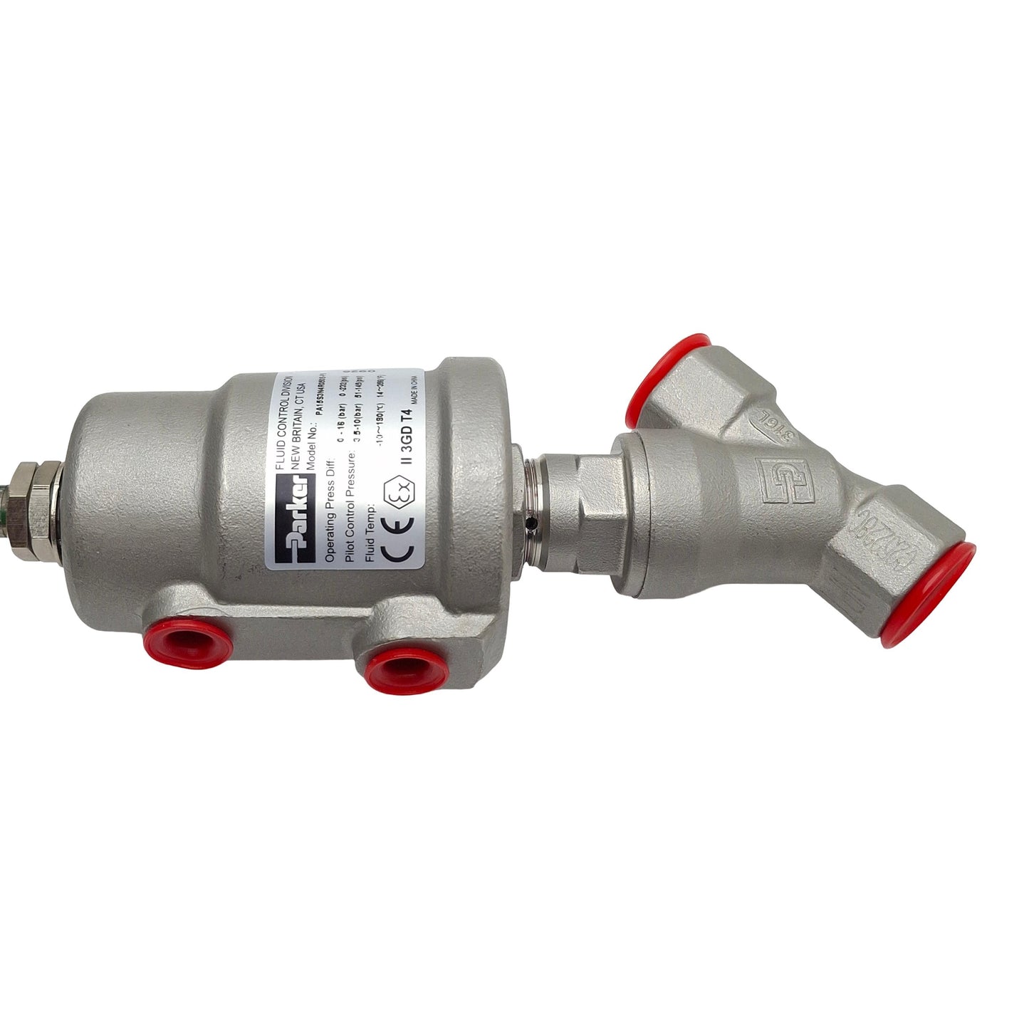 New Parker PA15S3N4R050S-PS Angle Seat Valve, 2-Way NO, 1/2in NPT, 232psi Max, 5.5cv