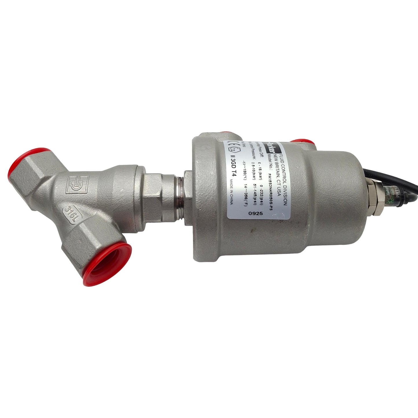 New Parker PA15S3N4R050S-PS Angle Seat Valve, 2-Way NO, 1/2in NPT, 232psi Max, 5.5cv