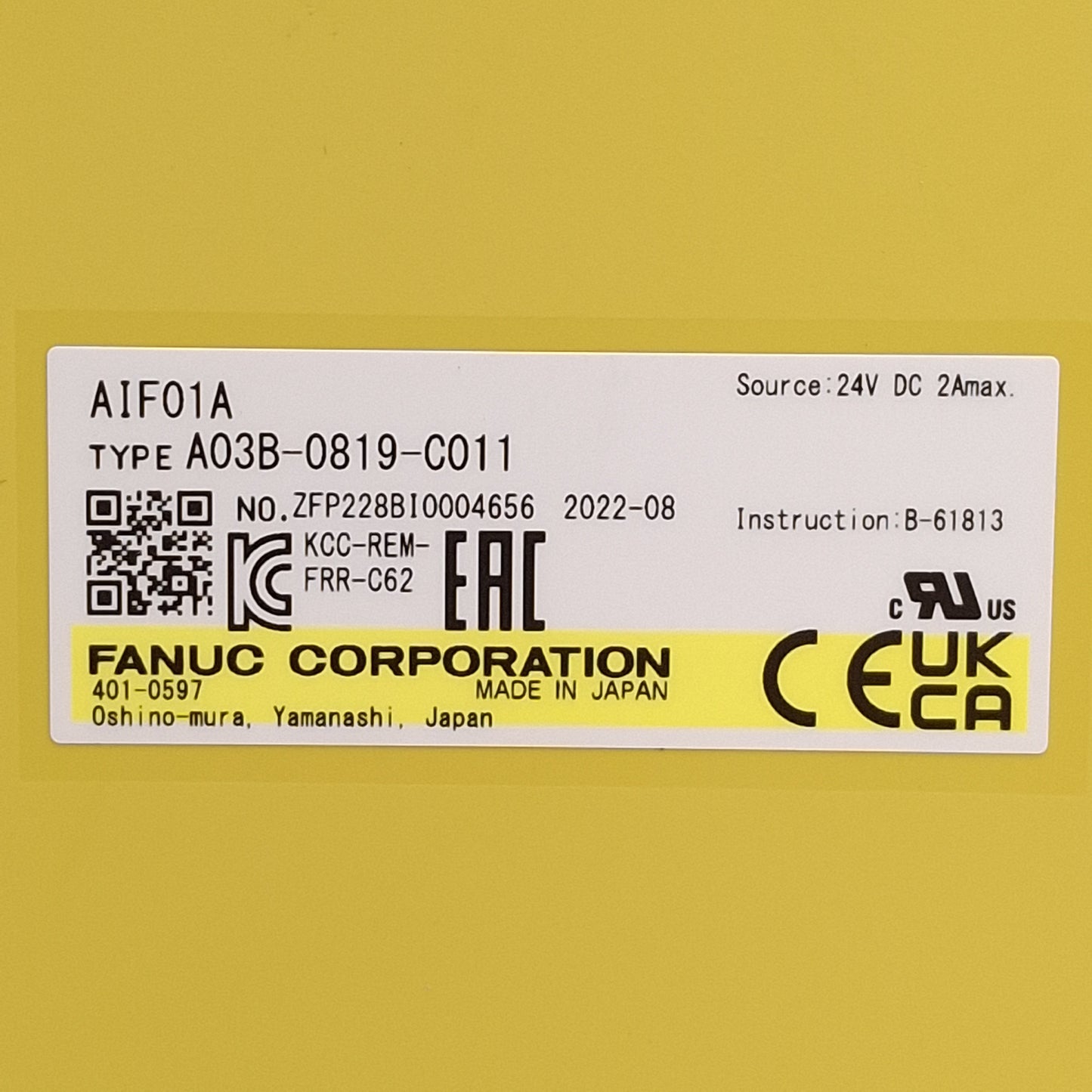 Used Fanuc A03B-0819-C011 AIF01A I/O Unit Interface Module, 32 Digital I/O, 24VDC 2A