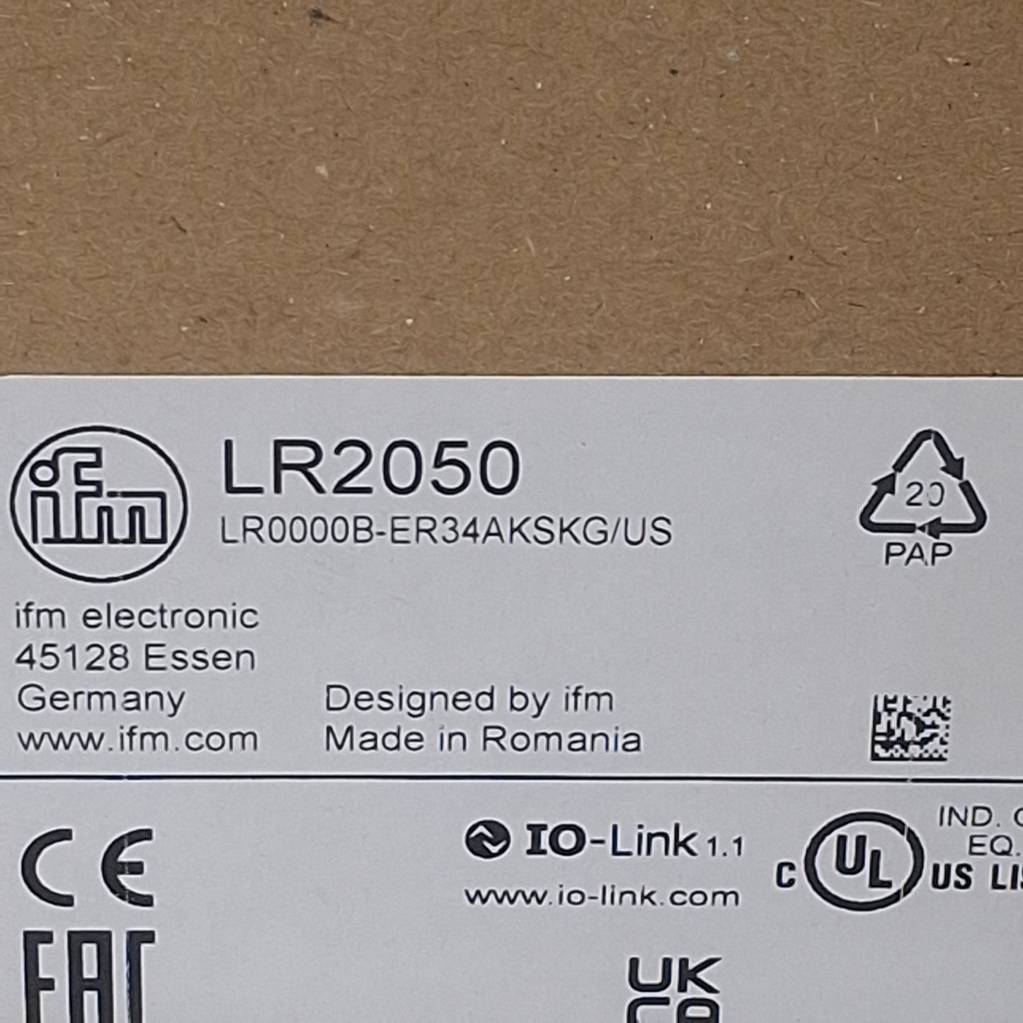 New IFM LR2050 Continuous Level Sensor, PNP/NPN, 18-30VDC, 16bar, 10-1970mm Range