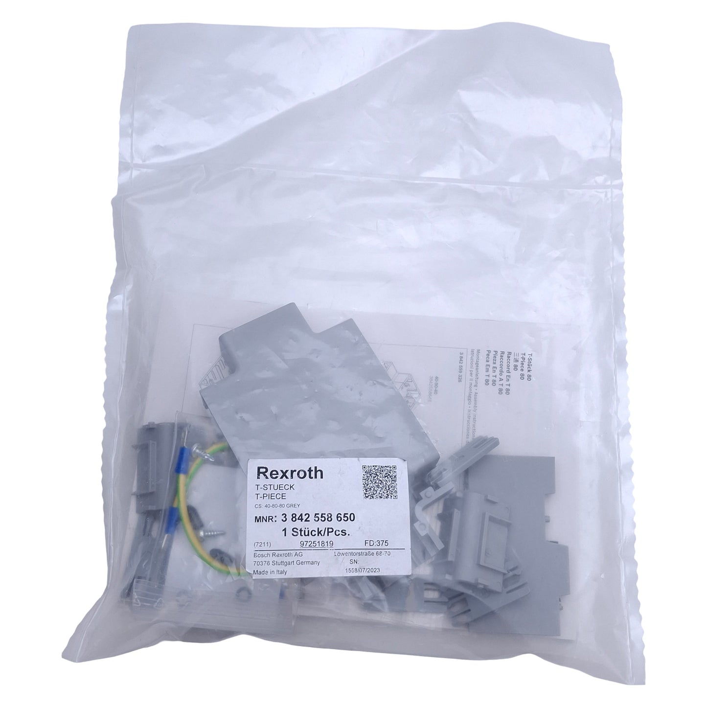 New Rexroth 3842558650 Modular Cable Duct T-Piece, HOR 80x40, VER 80x80, Grey